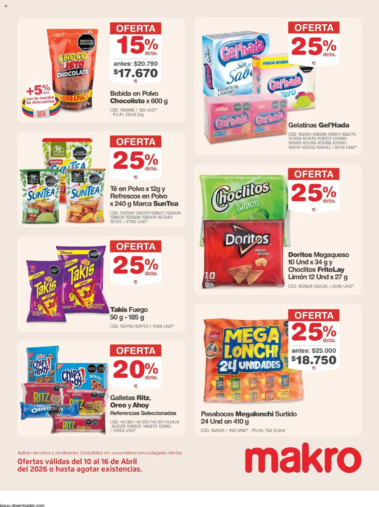 Makro revista - valida desde el 10.04.2026 | Página: 15 | Productos: Té, Galletas, Plátano, Chocolate