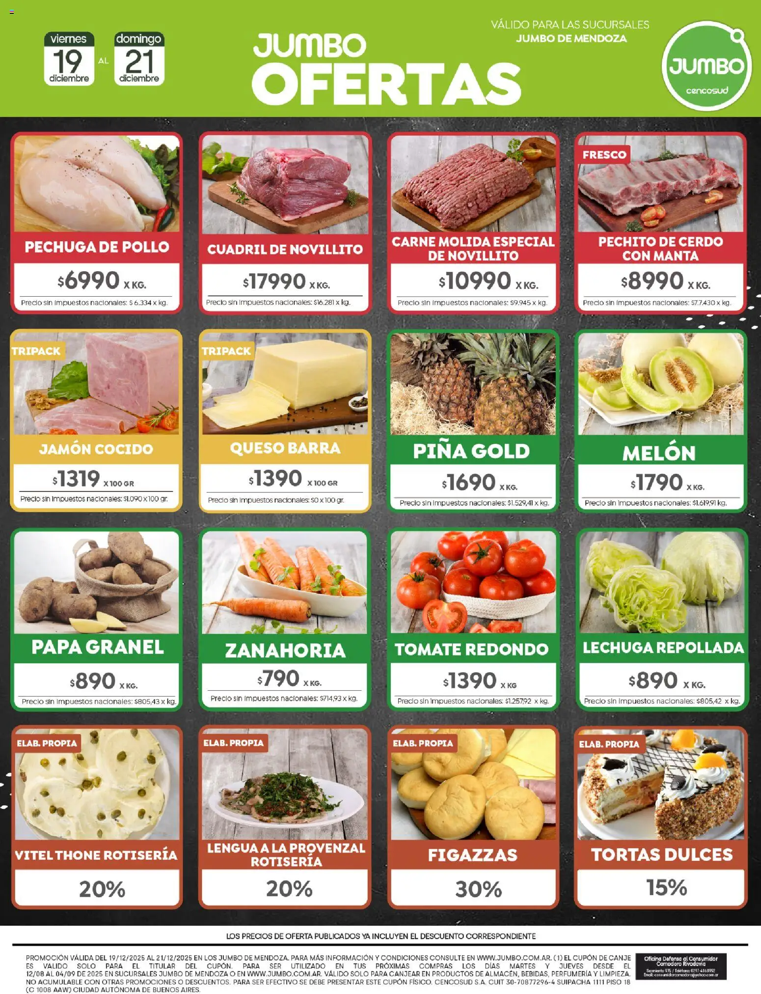 Jumbo - Ofertas | Mendoza │ válido desde el 19.12.2025 | Página: 7 | Productos: Pollo, Jamón cocido, Melón, Lechuga