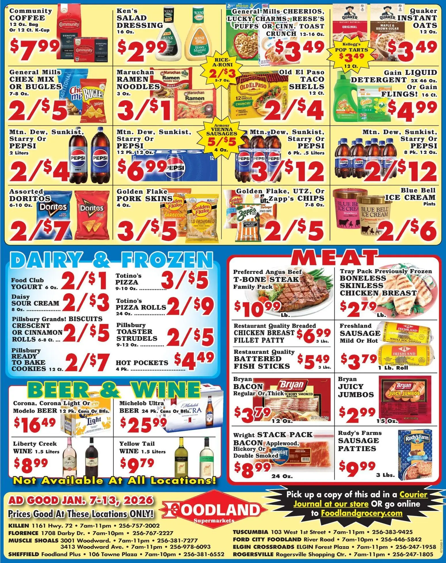 Foodland Weekly Ad - Supermarkets - valid from 07.01.2026 | Page: 2 | Products: Yogurt, Coffee, Fish, Sausage