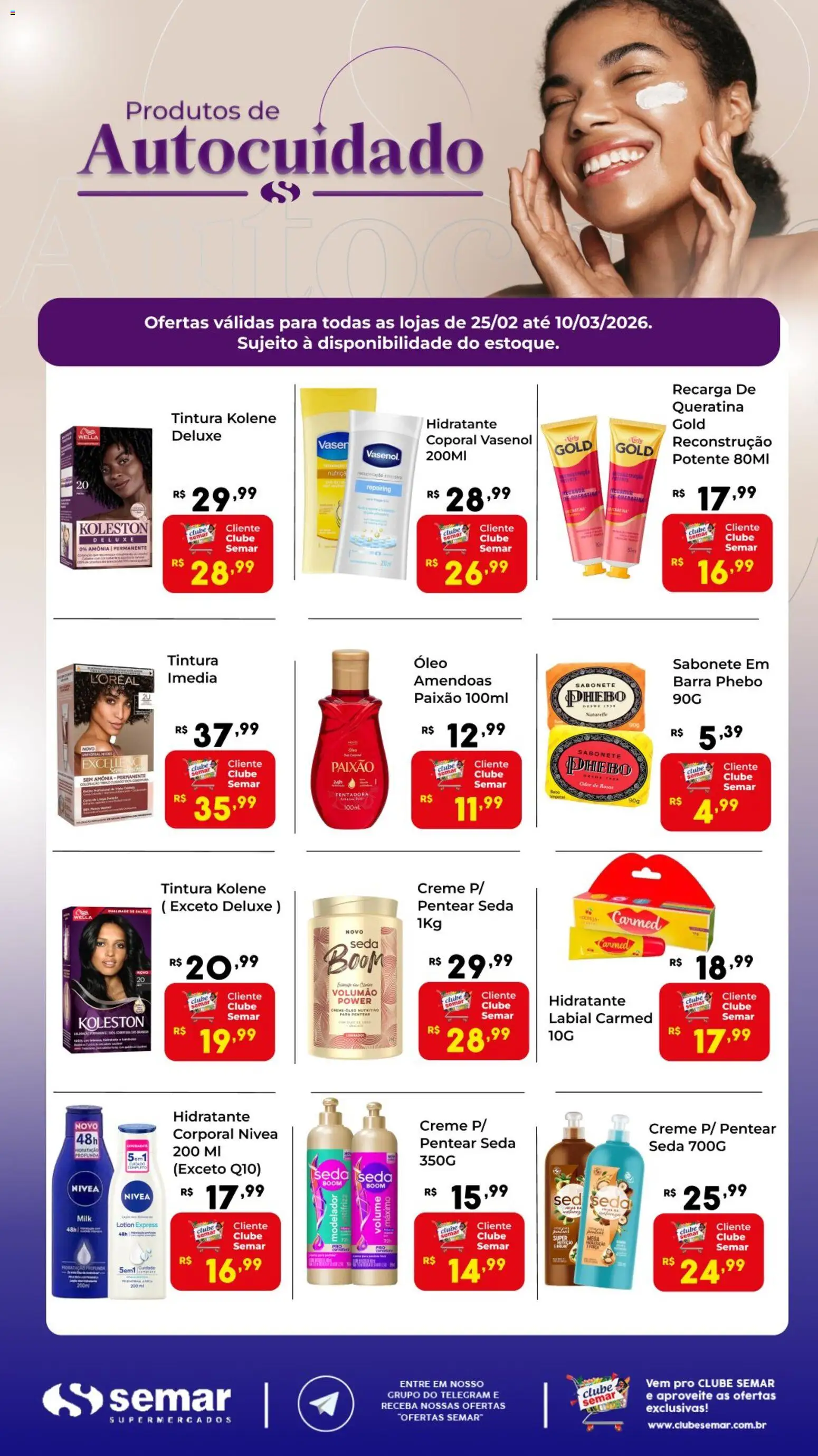 Semar Supermercado Folheto - válido de 25.02.2026 | Página: 1 | Produtos: Óleo, Creme, Sabonete, Amêndoas