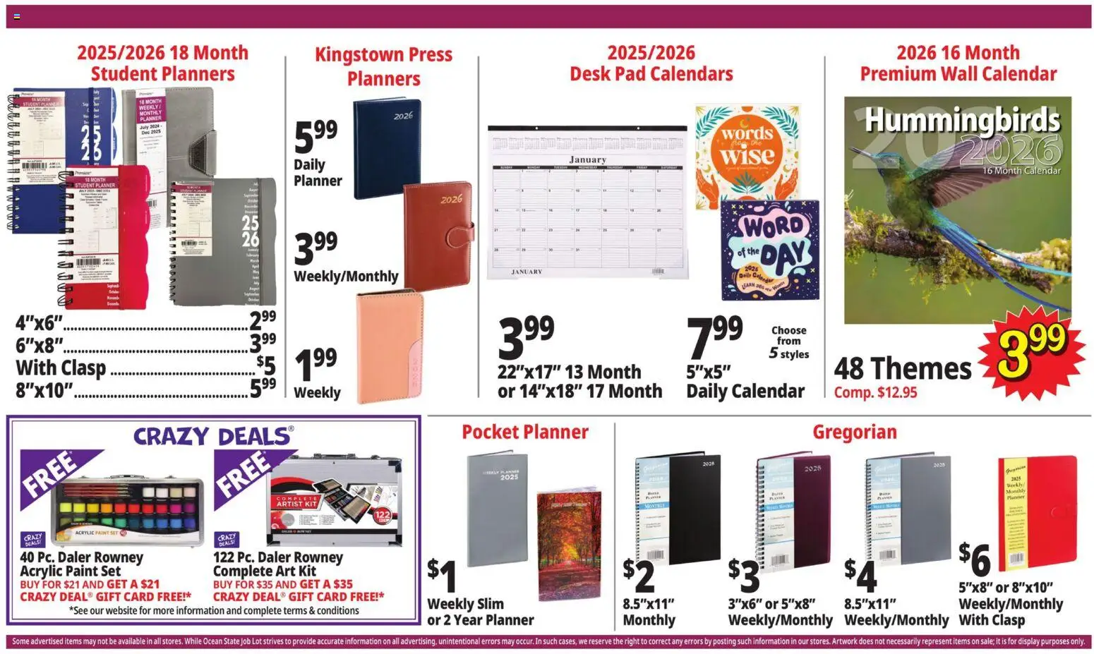Ocean State Job Lot Weekly Ad - valid from 01.01.2026 | Page: 20 | Products: Press, Acrylic, Desk