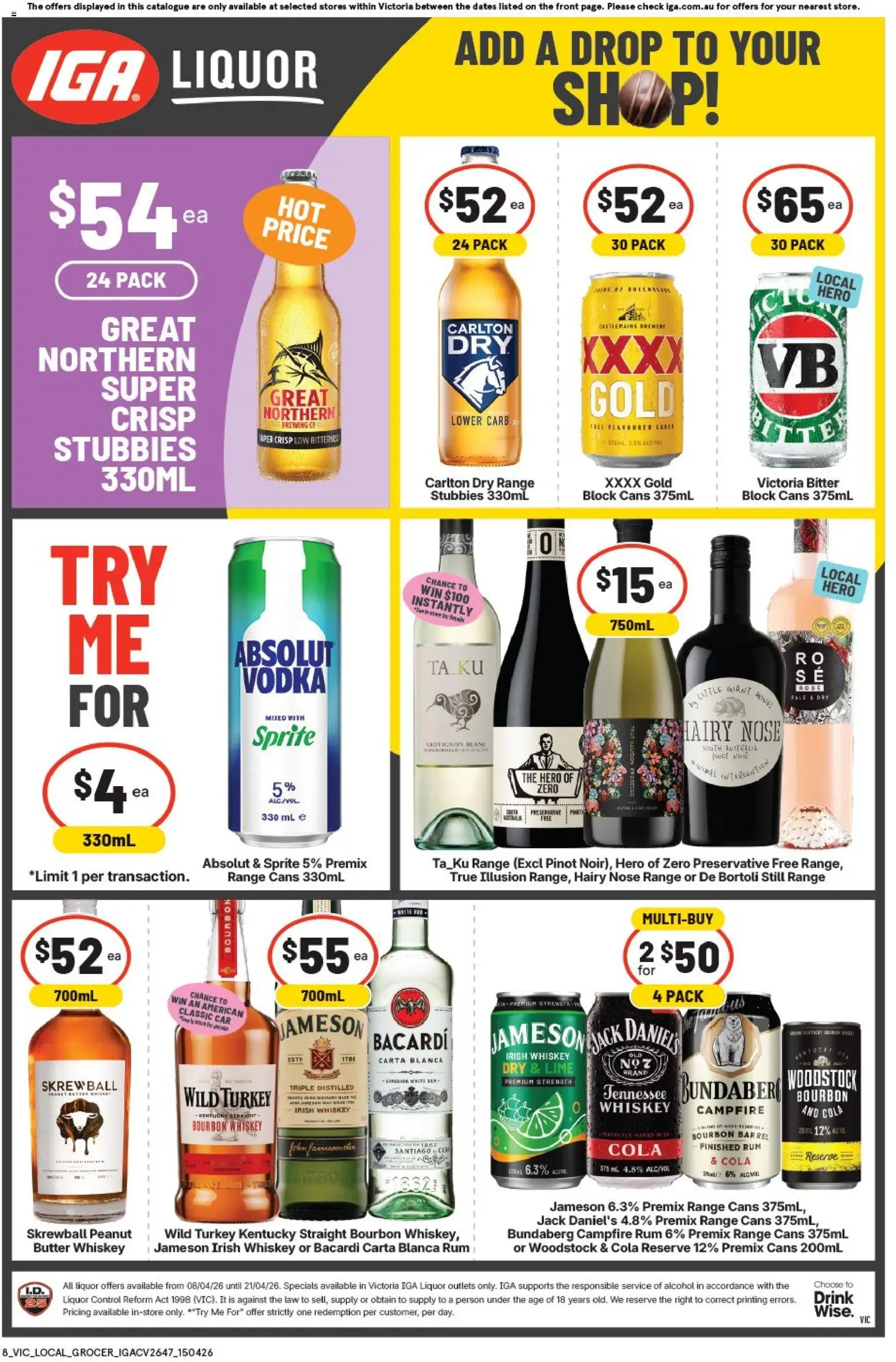 IGA catalogue - valid from 15.04.2026 | Page: 2 | Products: Butter, Whiskey, Turkey, Lime