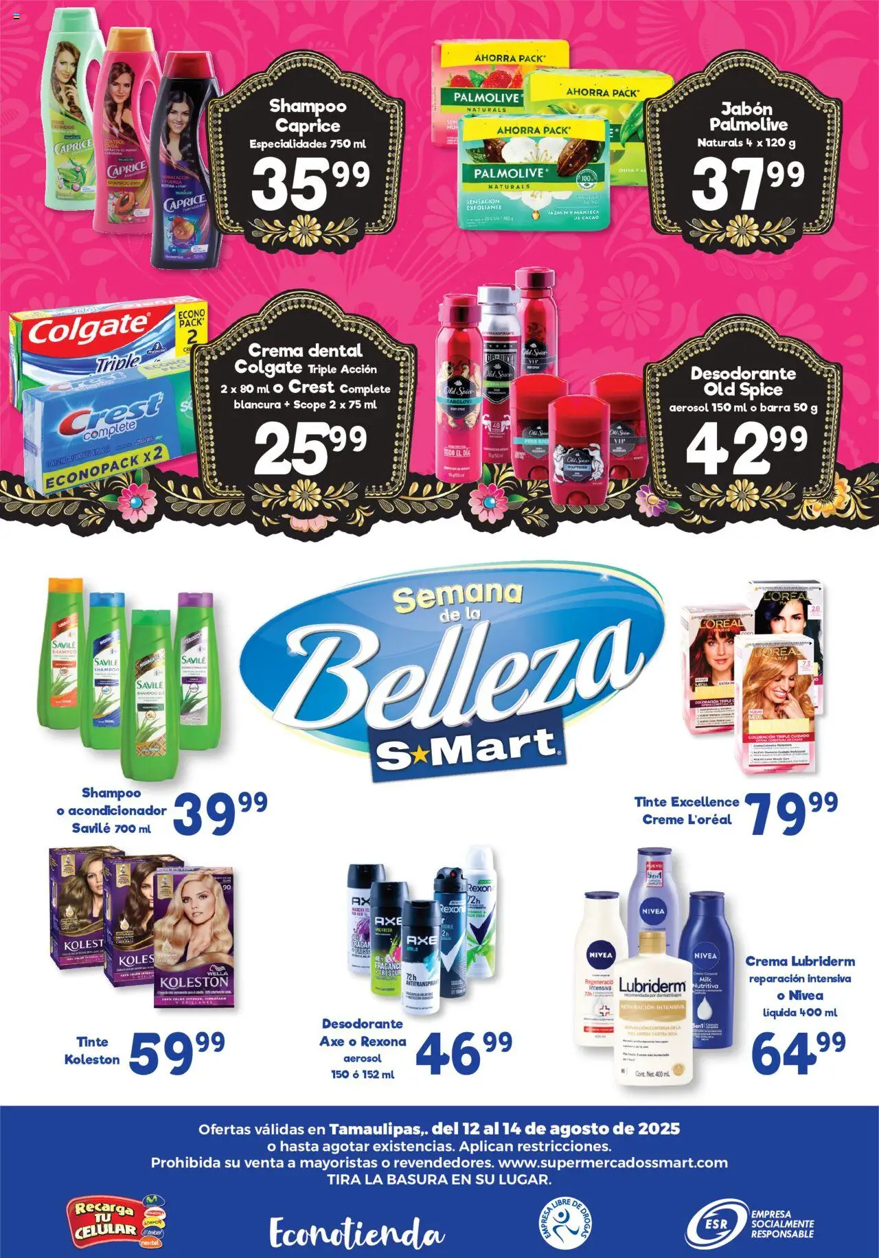 Nuevas ofertas de S-Mart válidas en toda la República Mexicana desde el 12.08.2025. ¡Encuentra las mejores ofertas en S-Mart - Folleto - Reynosa (y Rio Bravo)! | Página: 6 | Productos: Desodorante, Antitranspirante, Acondicionador, Jabón