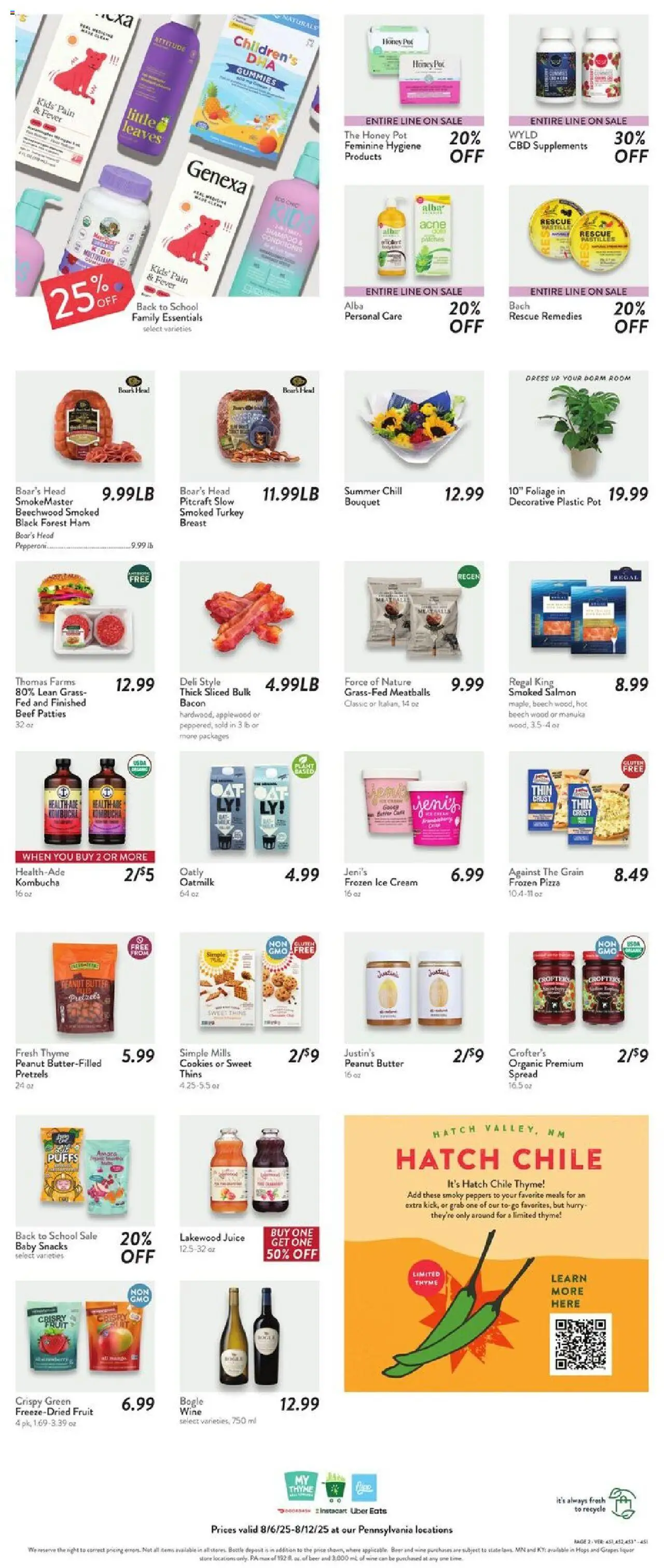 Fresh Thyme Weekly Ad - PA - valid from 06.08.2025 | Page: 5 | Products: Peppers, Shampoo, Butter, Pizza