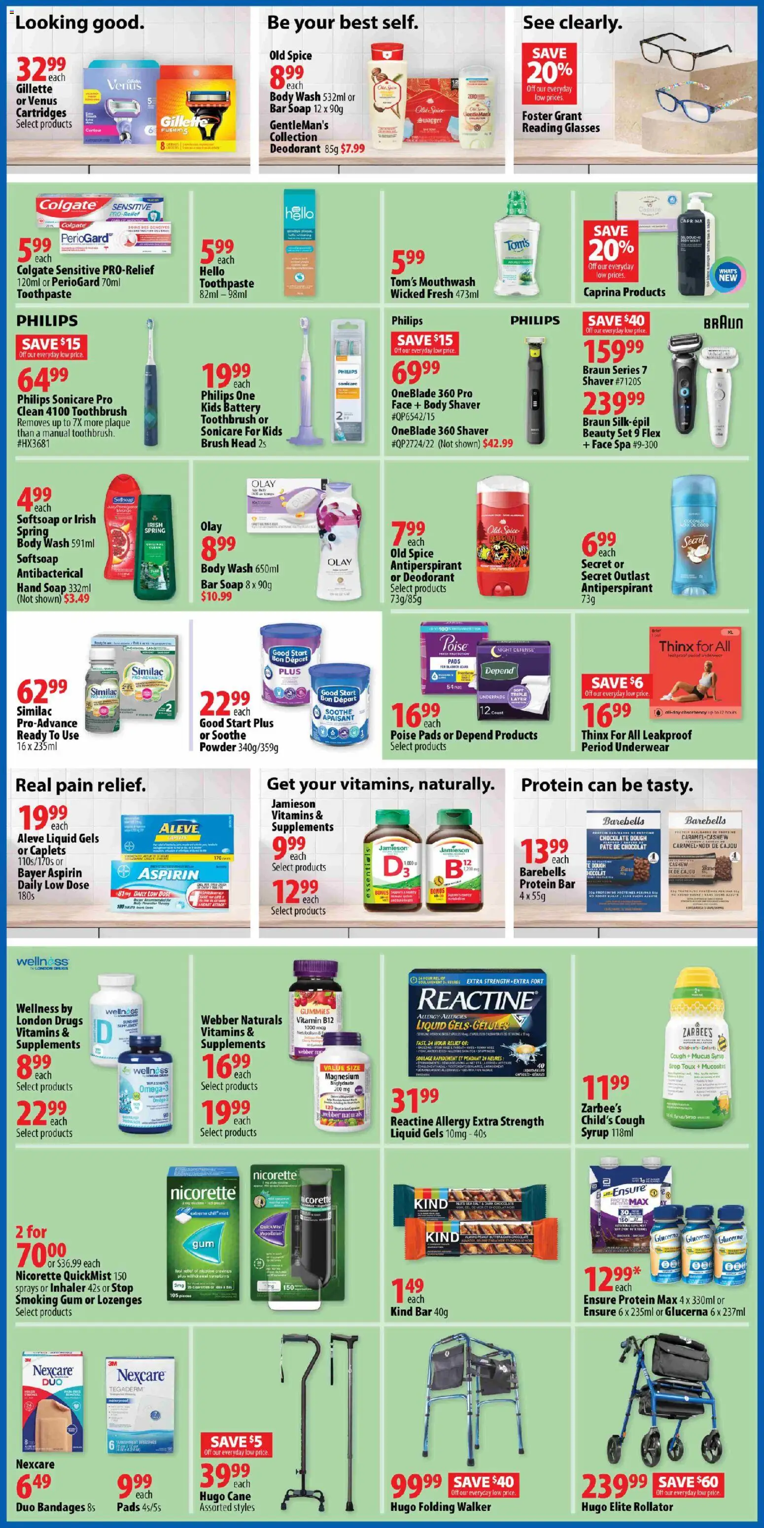 London Drugs flyer valid from 23.10.2025 | Page: 4 | Products: Glasses, Soap, Battery, Chocolate