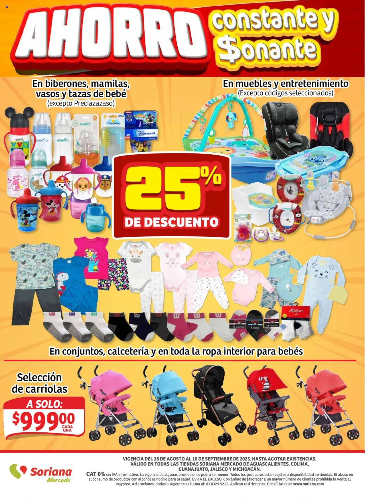 Nuevas ofertas de Soriana válidas en toda la República Mexicana desde el 28.08.2025. ¡Encuentra las mejores ofertas en Soriana - Pesito Valedor Mercado: Ags, Col, Gto, Jal, Mich! | Página: 25 | Productos: Ropa, Ropa interior, Vasos