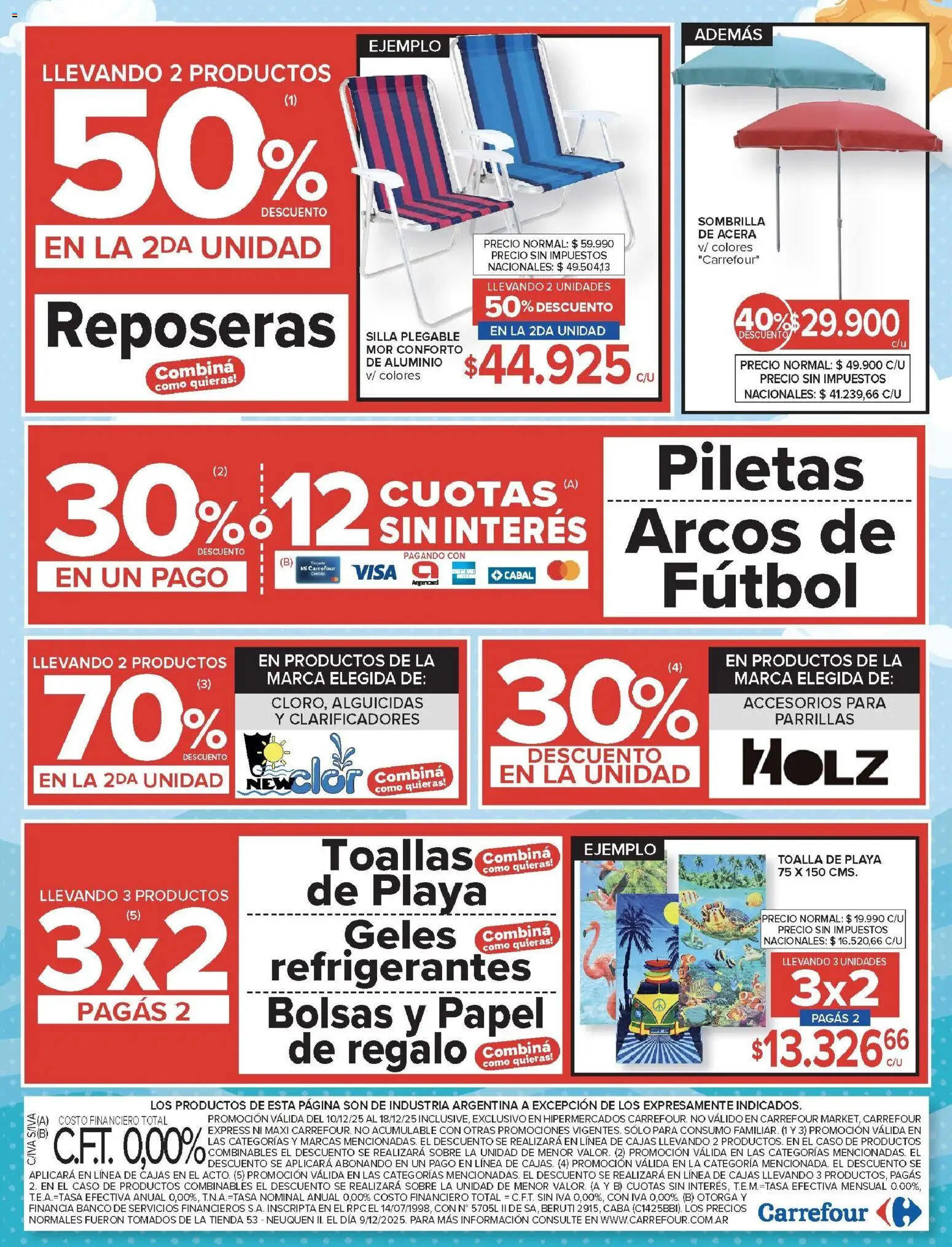 Carrefour ofertas │ válido desde el 10.12.2025 | Página: 18 | Productos: Banco, Sobre, Silla, Sombrilla