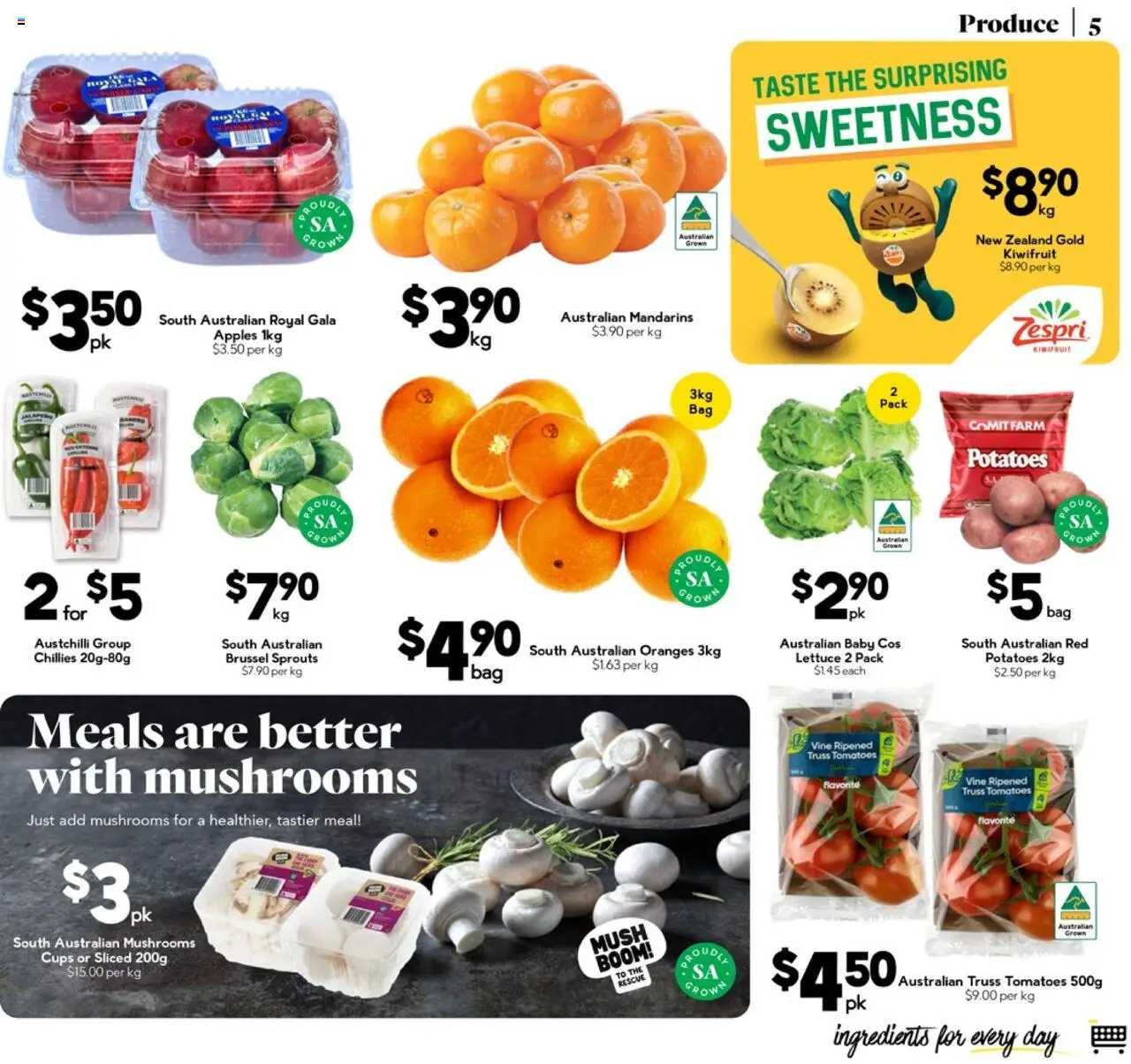 Drakes catalogue - valid from 13.08.2025 | Page: 5 | Products: Lettuce, Oranges, Tomatoes, Mandarins