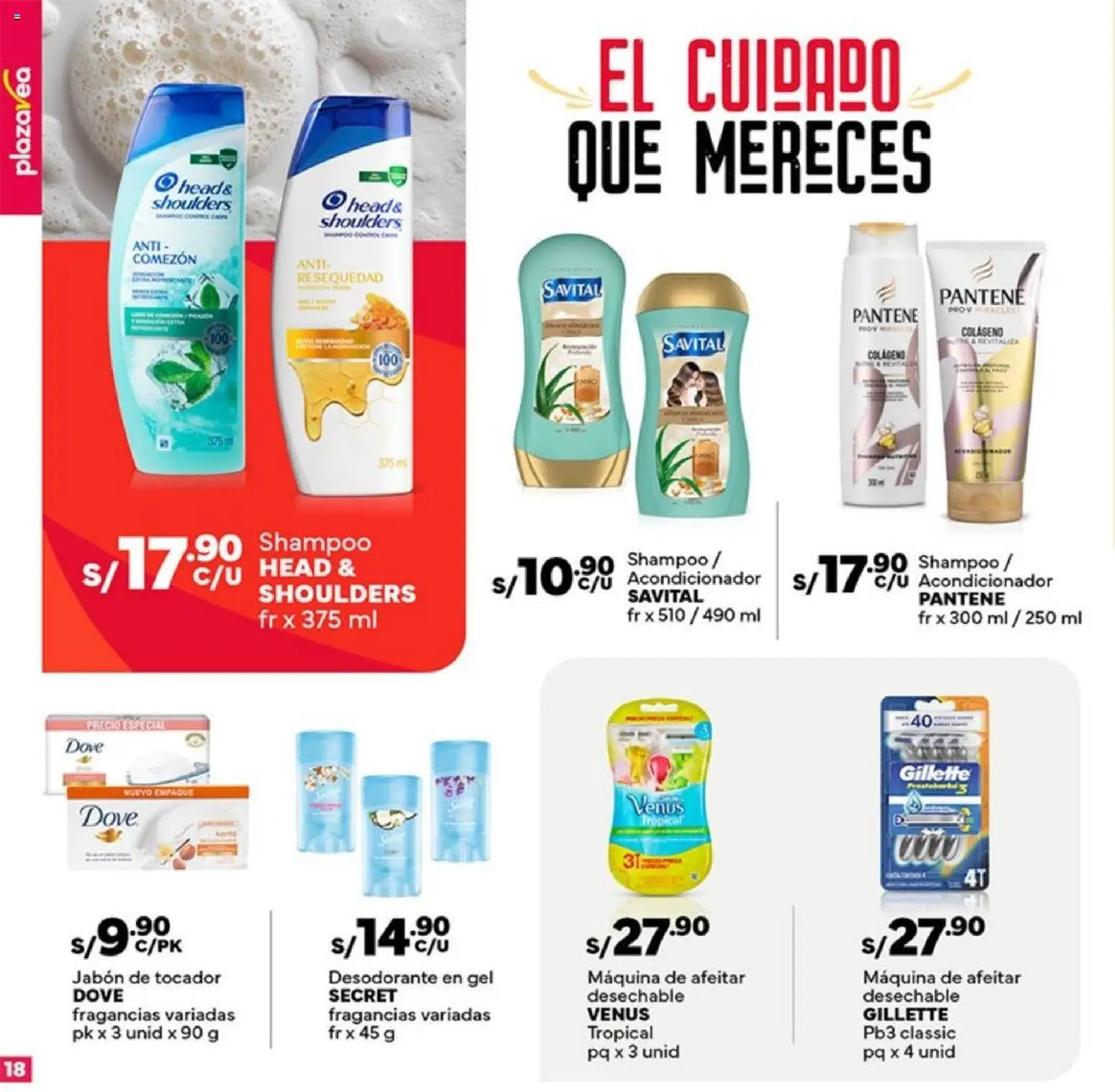 Catálogo Plaza Vea válido desde 12.11.2025 | Página: 18 | Productos: Shampoo, Acondicionador, Jabón, Desodorante