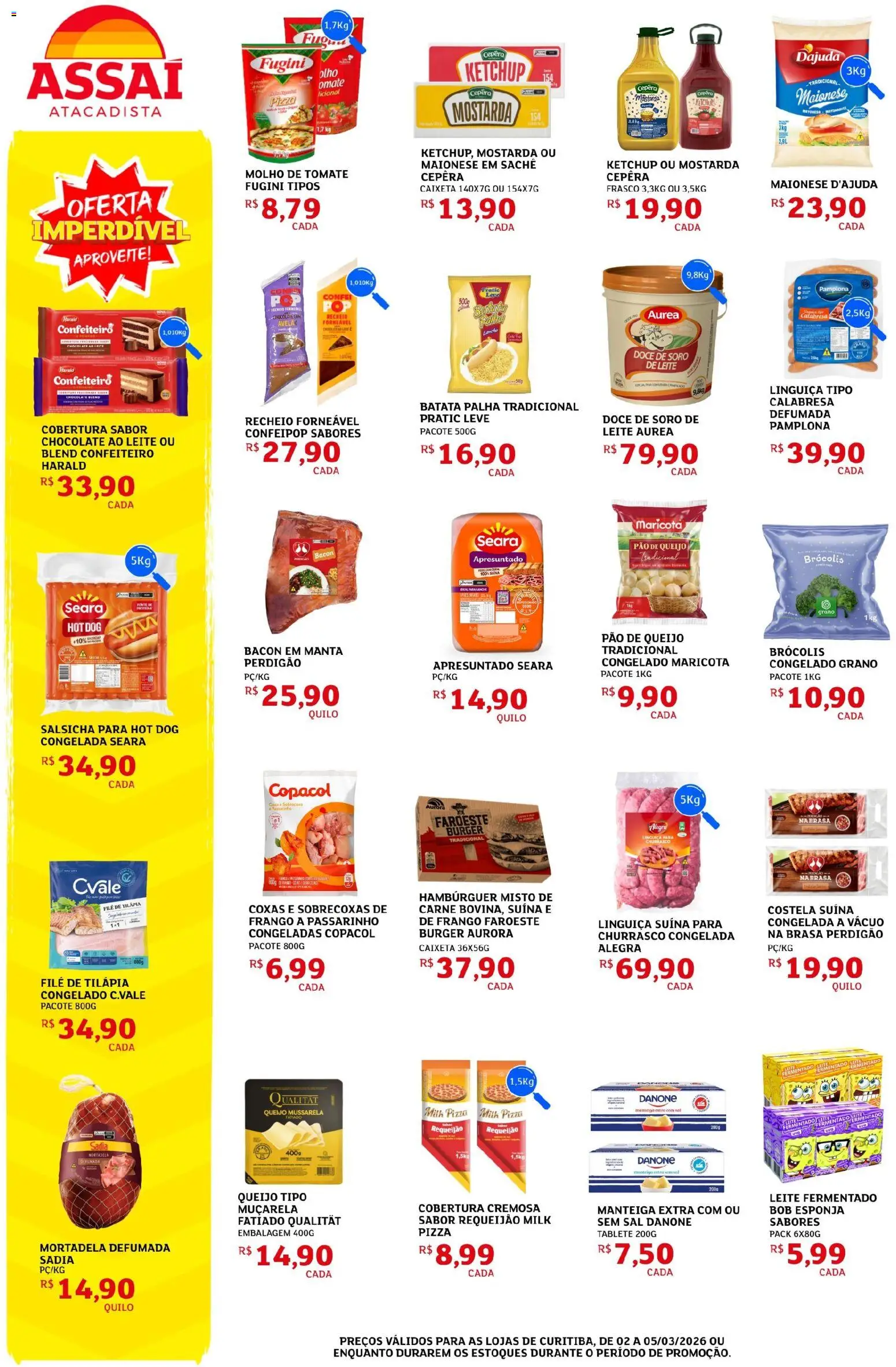 Assaí Atacadista Folheto - válido de 02.03.2026 | Página: 2 | Produtos: Esponja, Molho de tomate, Leite, Batata palha