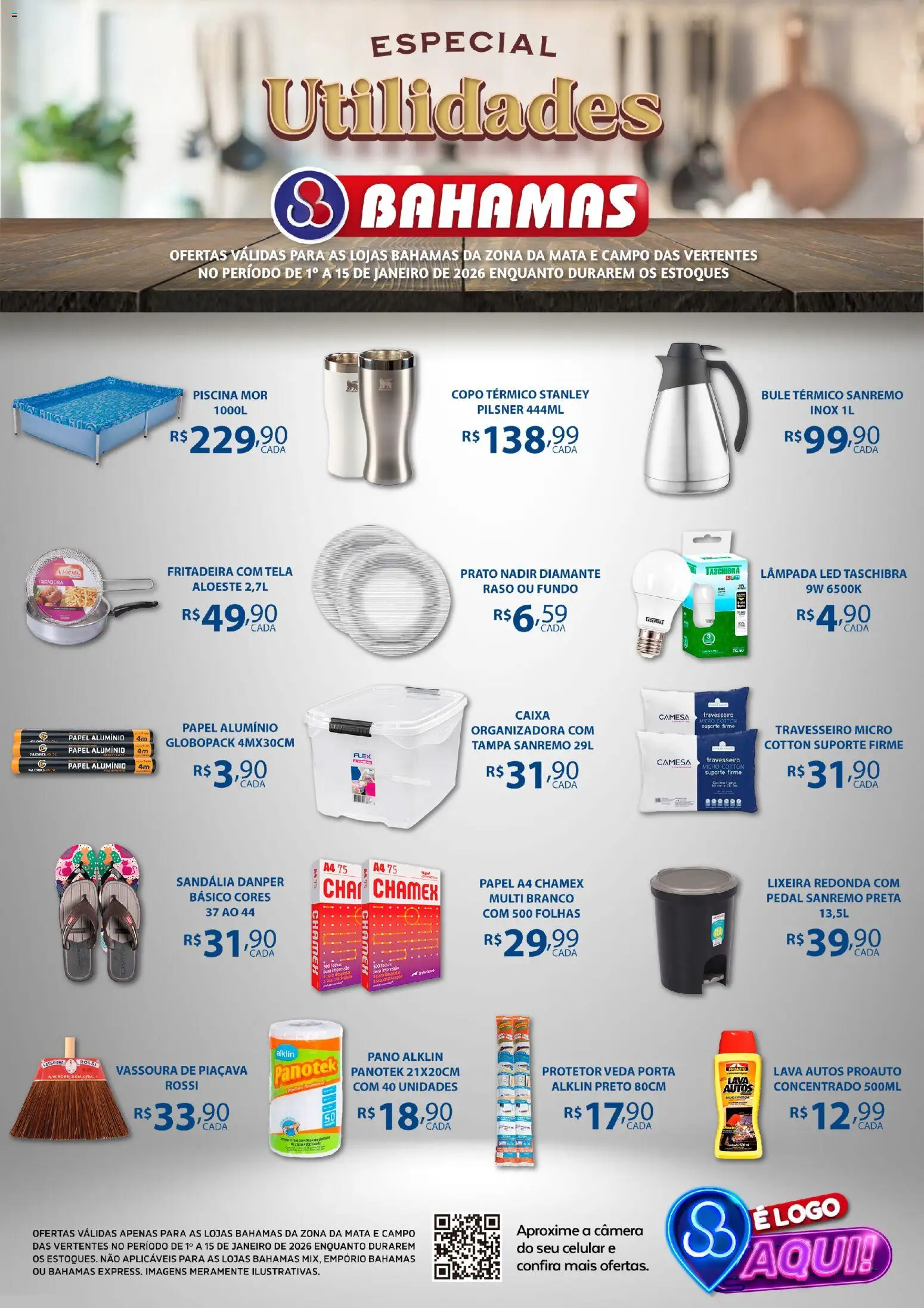 Bahamas Supermercados Folheto - válido de 01.01.2026 | Página: 1 | Produtos: Lâmpada, Caixa, Lixeira, Piscina