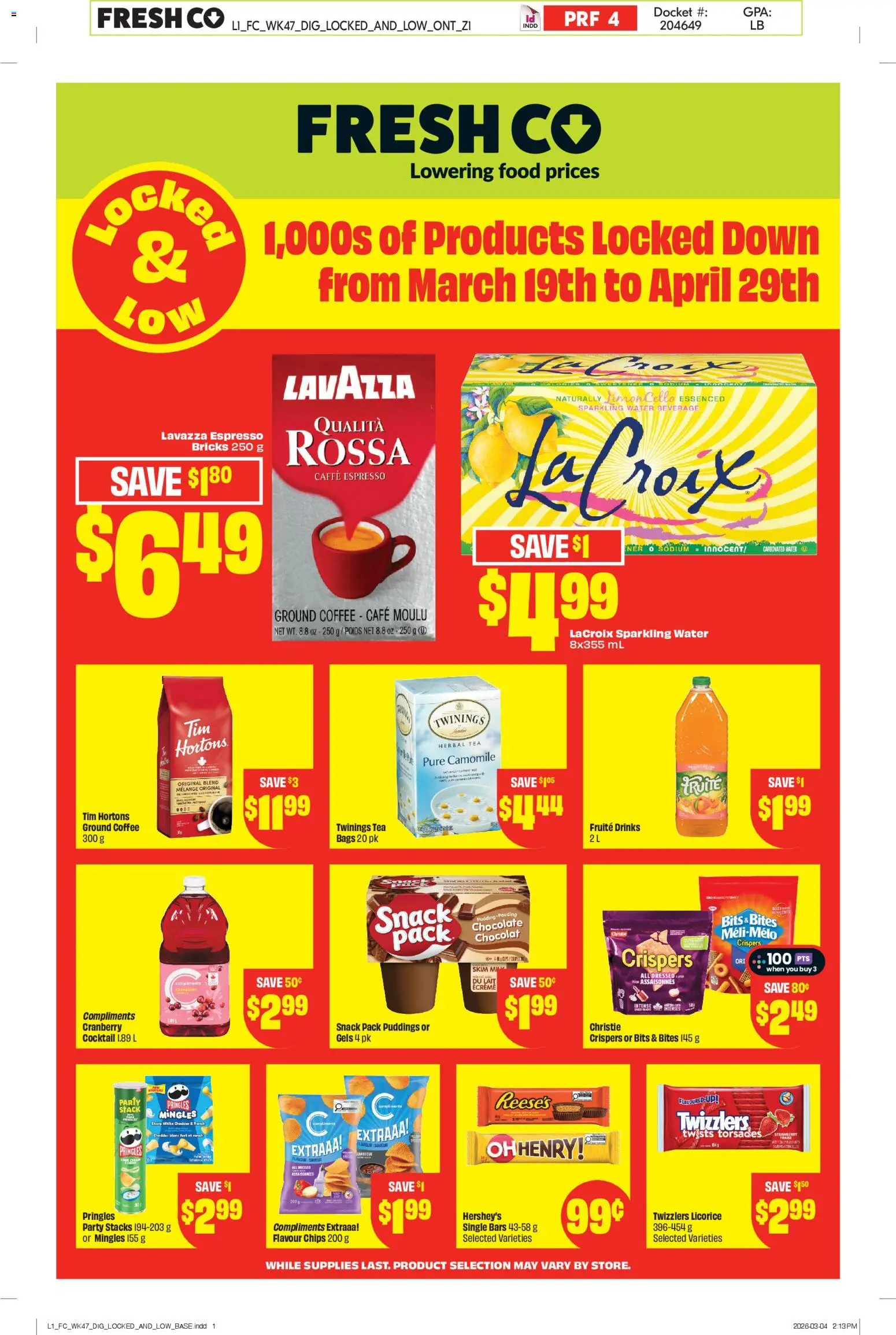 FreshCo flyer valid from 19.03.2026 | Page: 1 | Products: Tea, Chips, Milk, Coffee