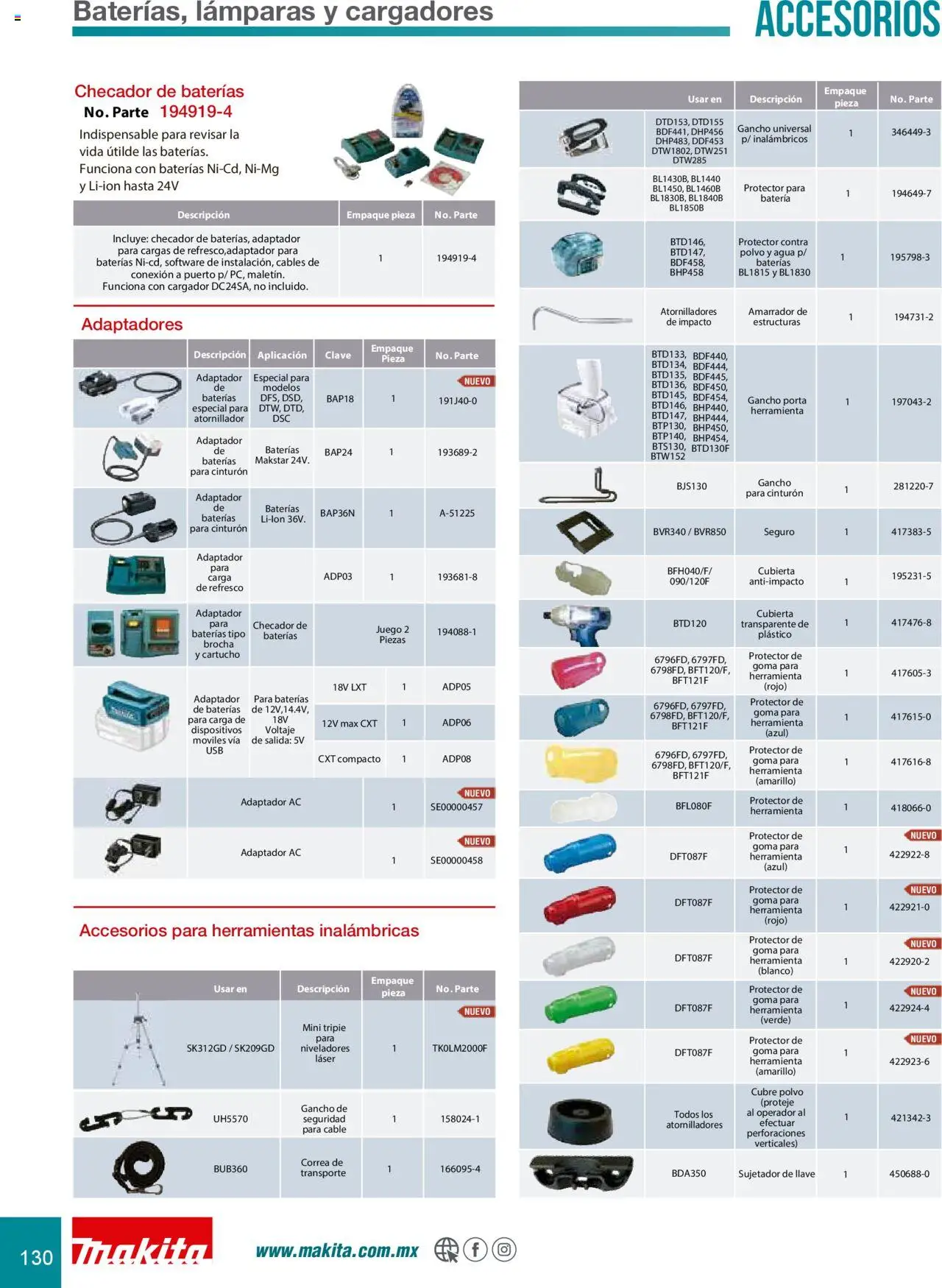 Nuevas ofertas de Makita válidas en toda la República Mexicana desde el 08.07.2024. ¡Encuentra las mejores ofertas en Makita catálogo Accesorios! | Página: 130 | Productos: Cinturón, Agua, Juego, Polvo