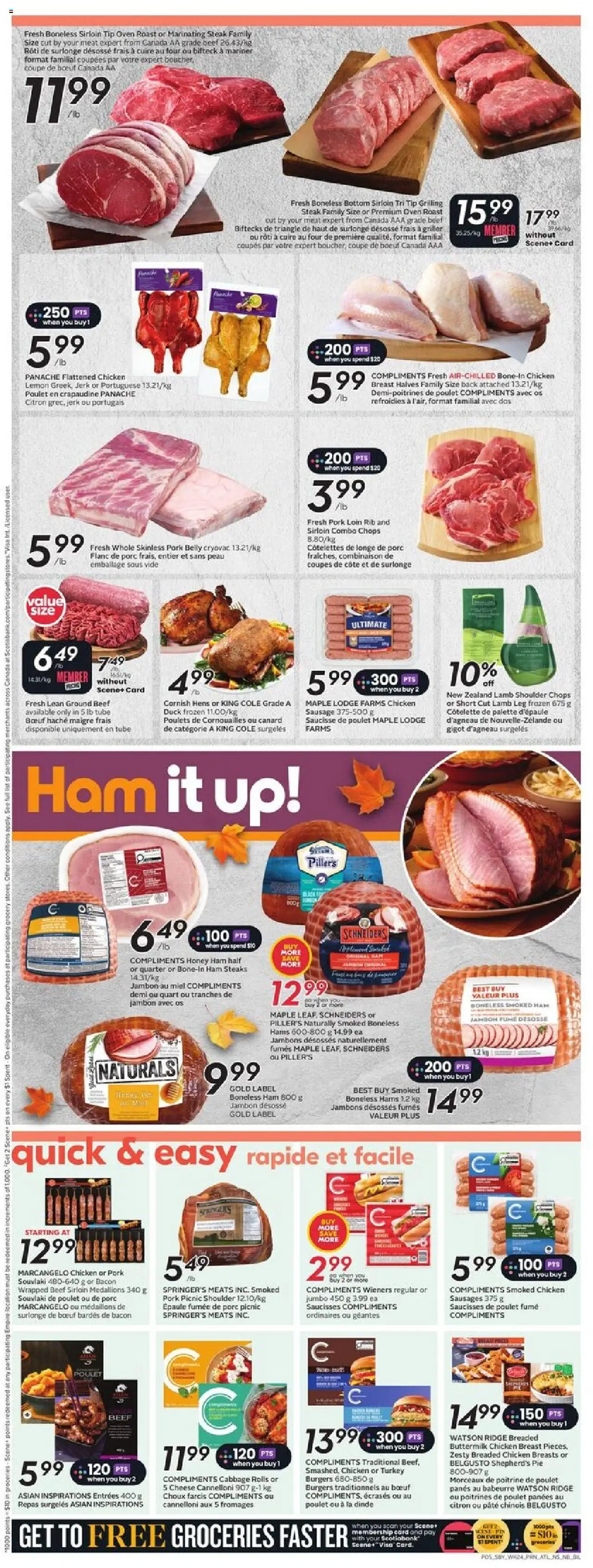 Sobeys flyer valid from 09.10.2025 | Page: 8 | Products: Chicken breasts, Oven, Chicken, Pork