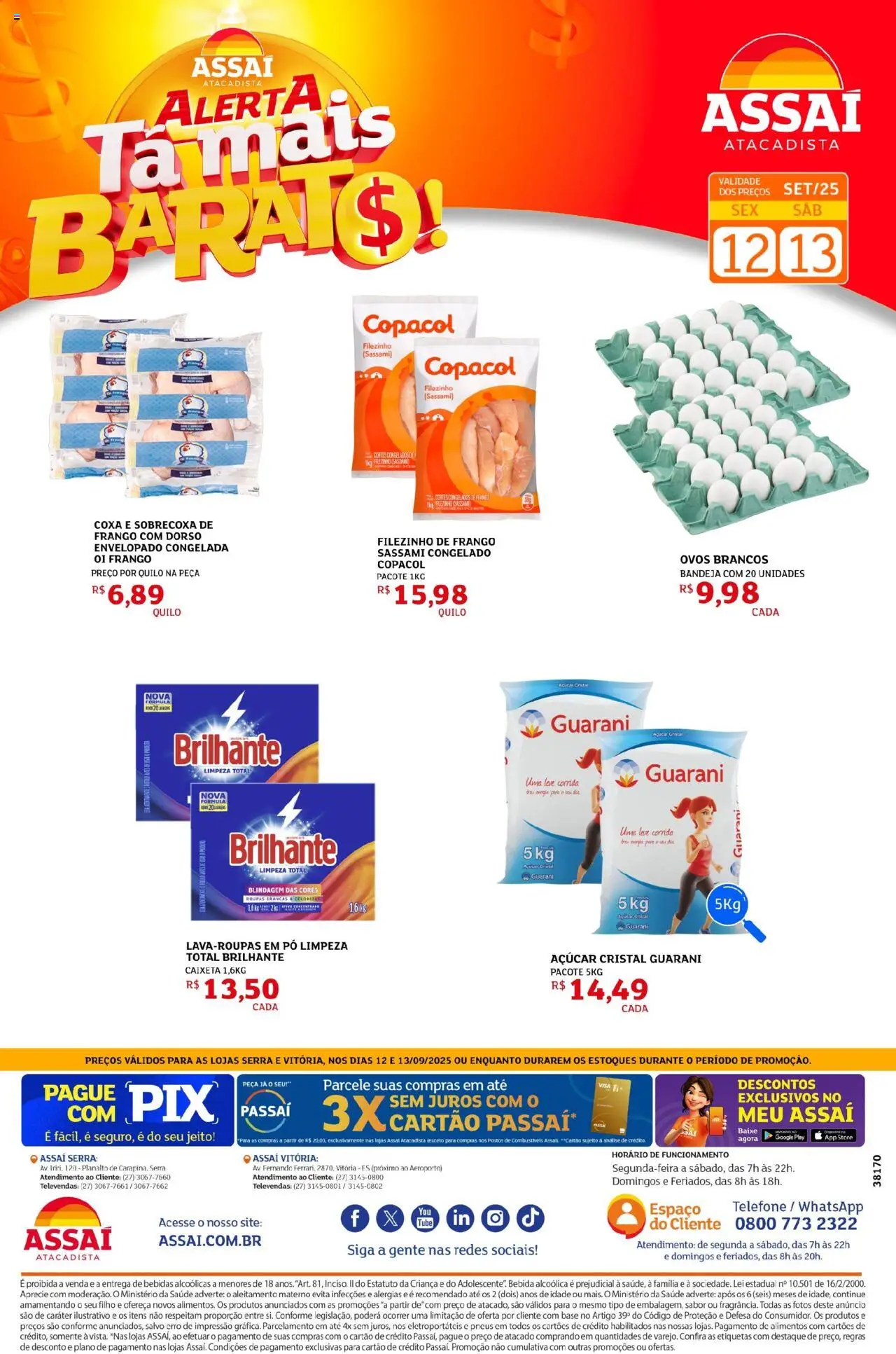 Assaí Atacadista Folheto - válido de 12.09.2025 | Página: 1 | Produtos: Pó, Roupas, Bandeja, Açúcar