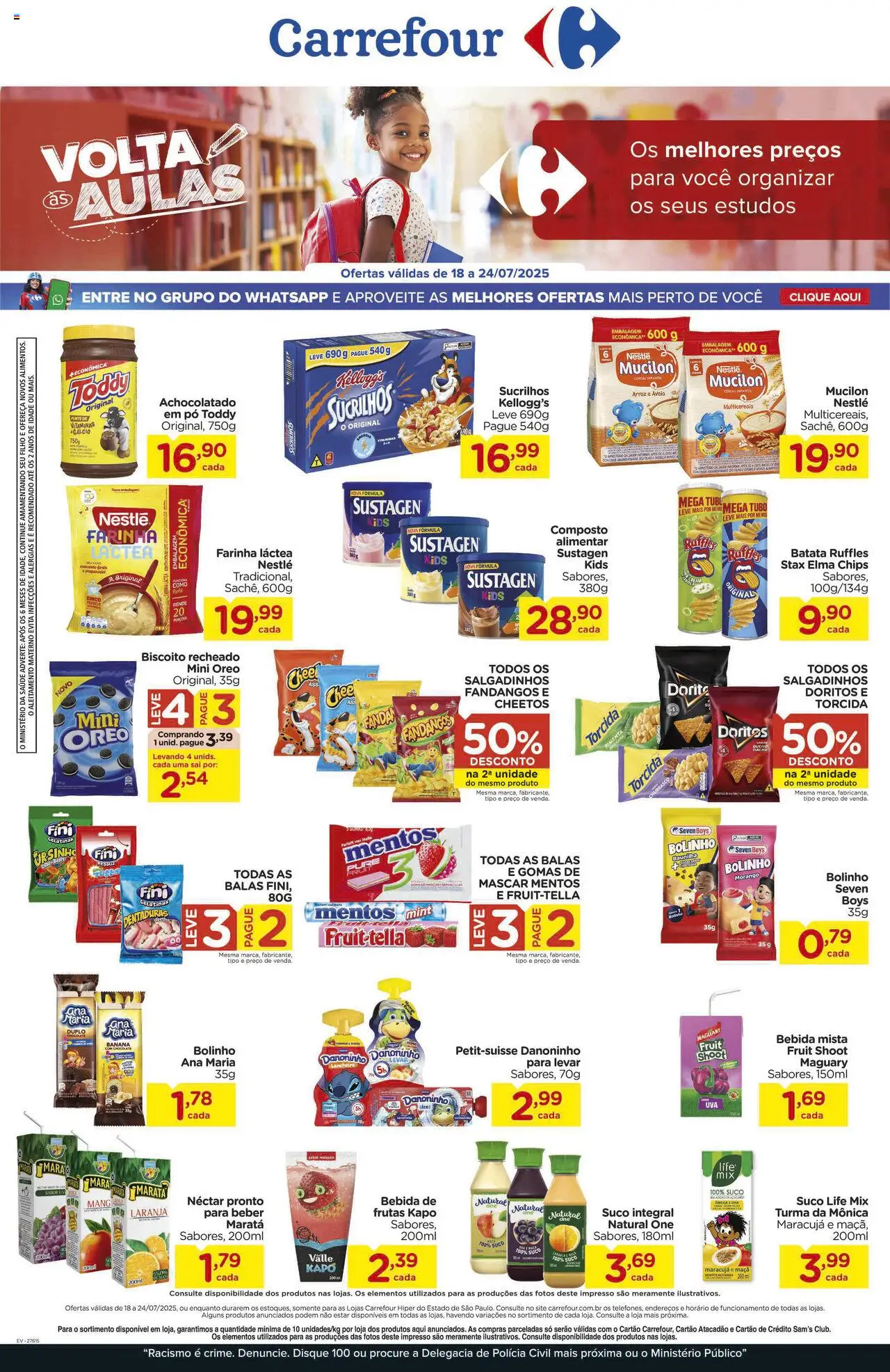 Carrefour Folheto - válido de 18.07.2025 | Página: 1 | Produtos: Pimenta, Farinha láctea, Cheetos, Mucilon
