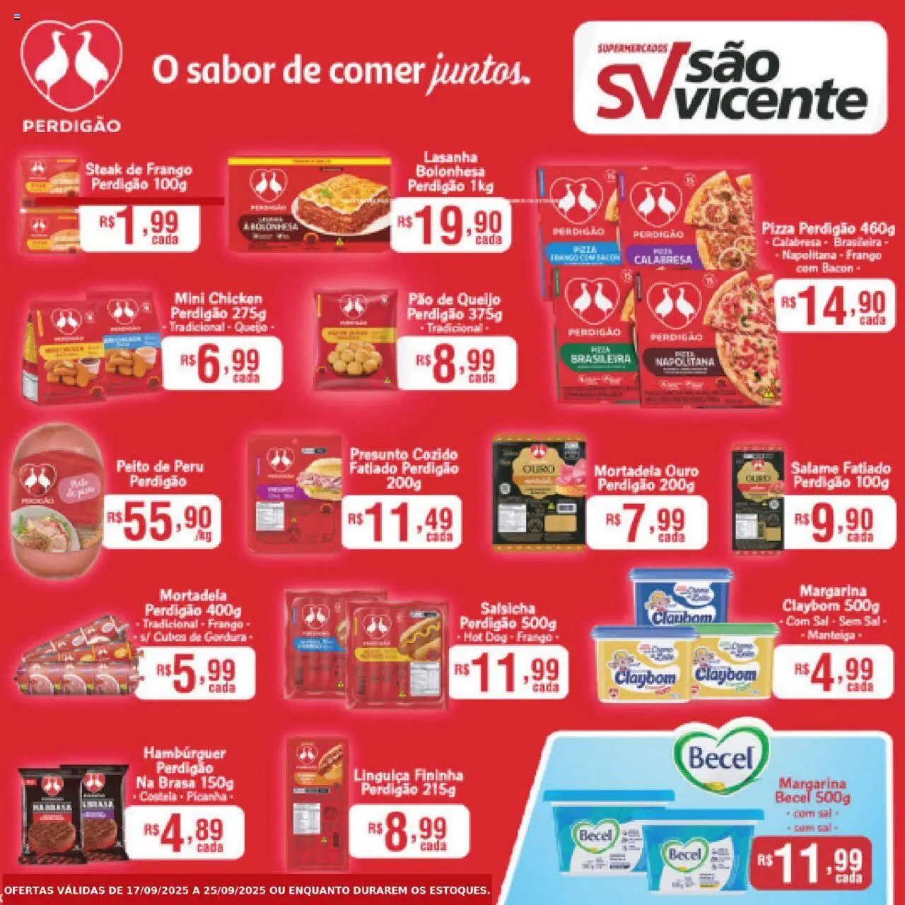 Supermercados São Vicente Folheto - válido de 17.09.2025 | Página: 1 | Produtos: Queijo, Pão, Frango, Margarina