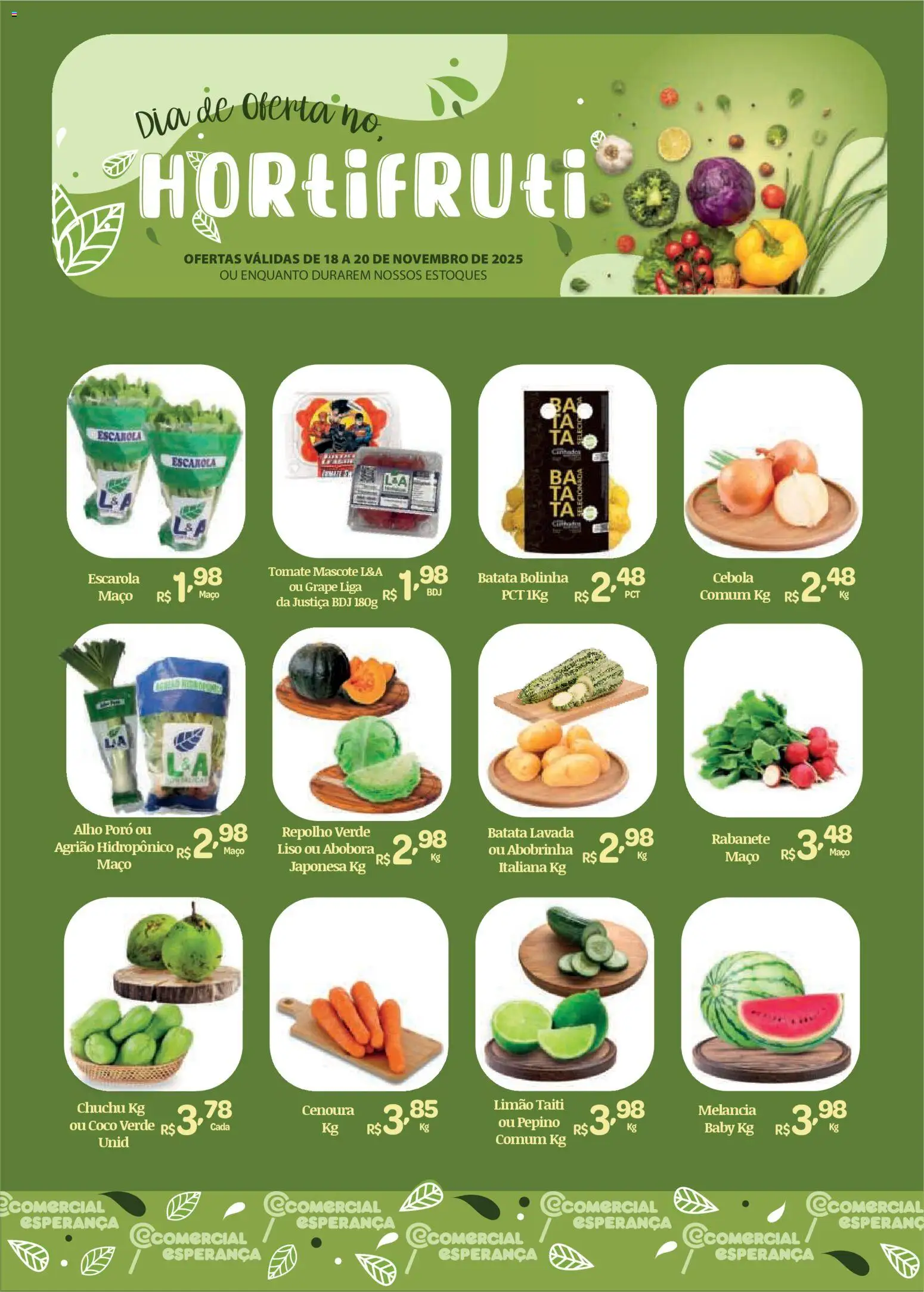 Comercial Esperança Folheto - válido de 18.11.2025 | Página: 1 | Produtos: Coco, Chuchu, Abóbora, Agrião