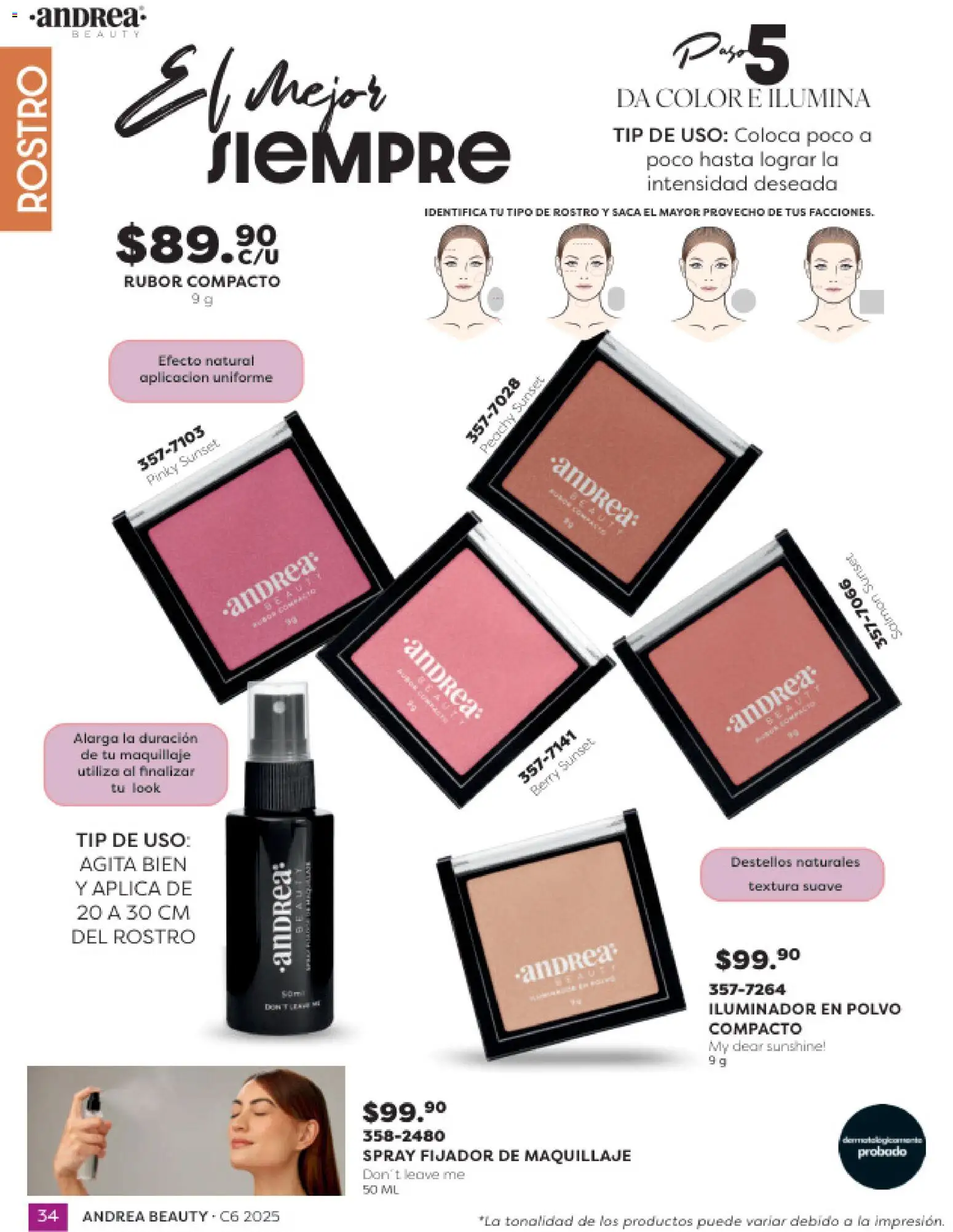 Nuevas ofertas de Andrea válidas en toda la República Mexicana desde el 31.10.2025. ¡Encuentra las mejores ofertas en Andrea catálogo Beauty! | Página: 34 | Productos: Polvo compacto, Maquillaje, Polvo, Rubor