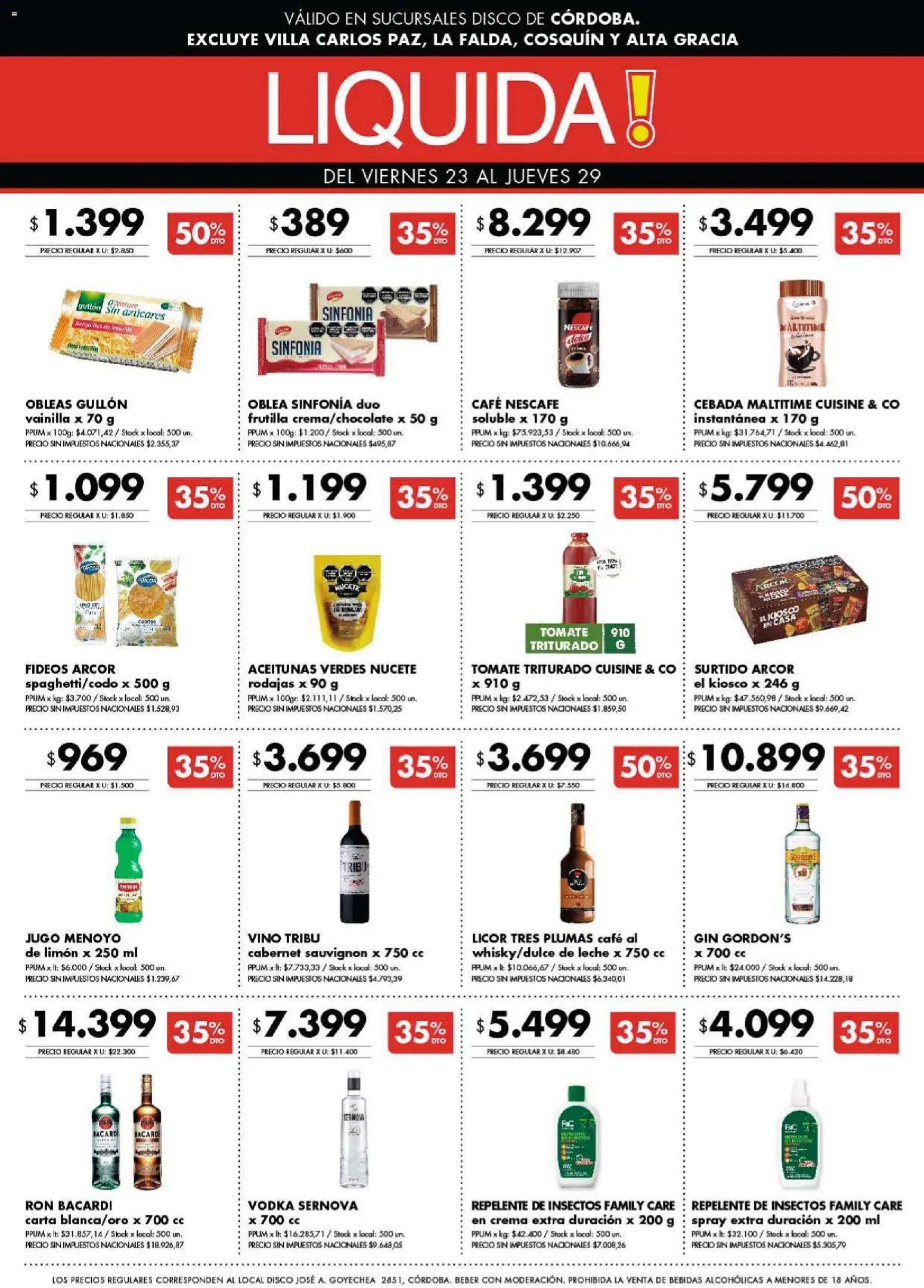 Disco - Ofertas | Córdoba │ válido desde el 22.01.2026 | Página: 9 | Productos: Gin, Jugo, Vino, Crema
