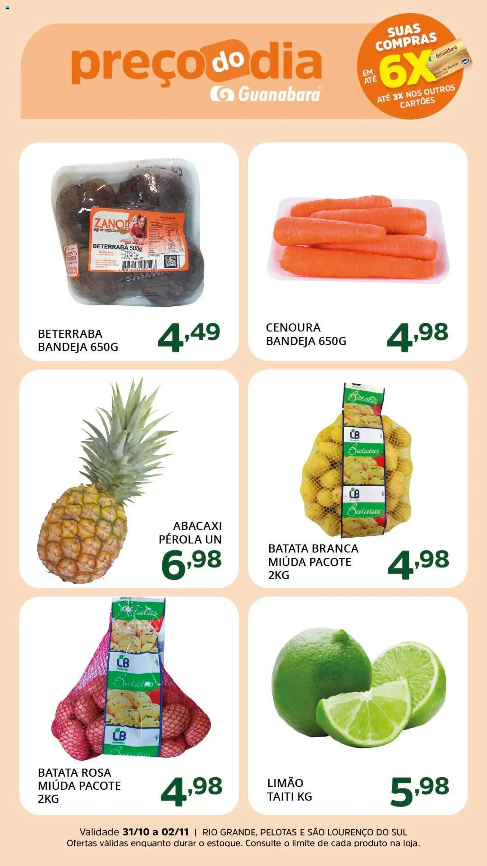 Supermercado Guanabara Folheto - válido de 31.10.2025 | Página: 5 | Produtos: Abacaxi, Cenoura, Bandeja, Batata
