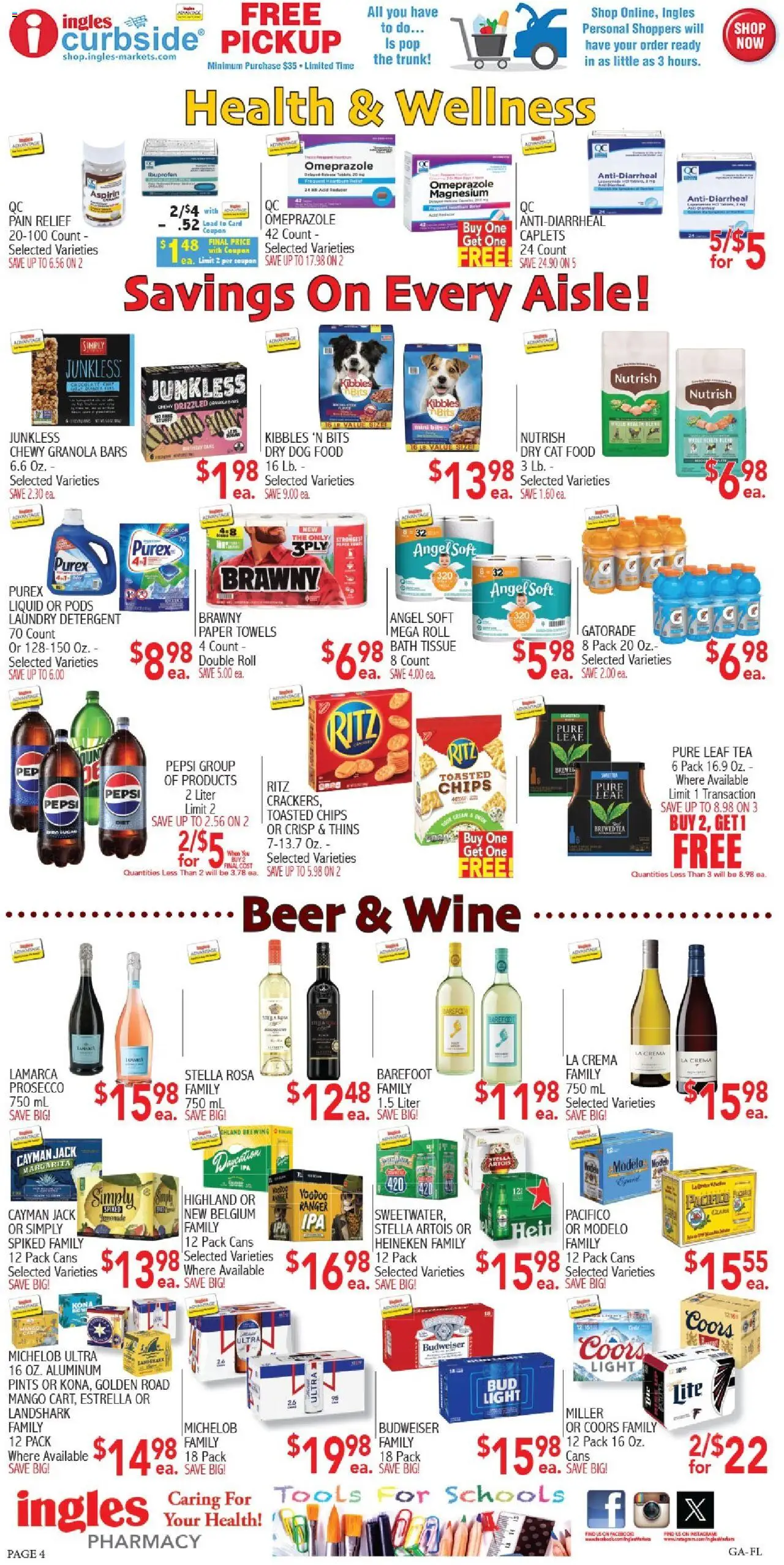 Ingles Weekly Ad - valid from 30.07.2025 | Page: 4 | Products: Bath, Wine, Beer, Detergent