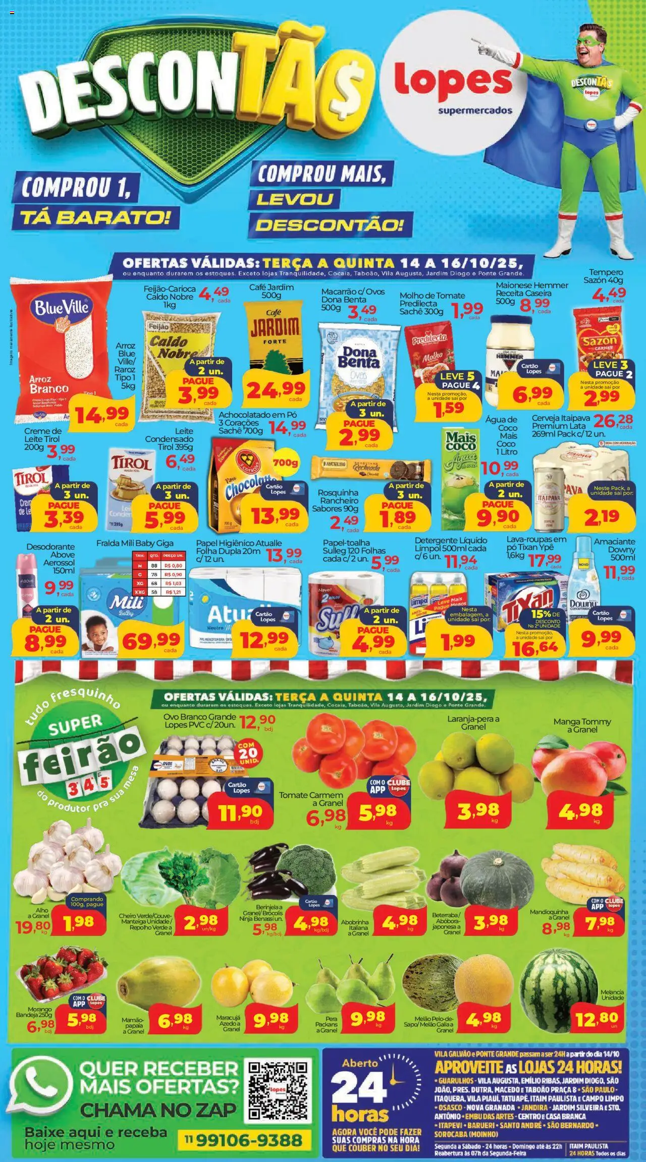 Lopes Supermercados Folheto - válido de 14.10.2025 | Página: 1 | Produtos: Melão, Pera, Molho de tomate, Achocolatado