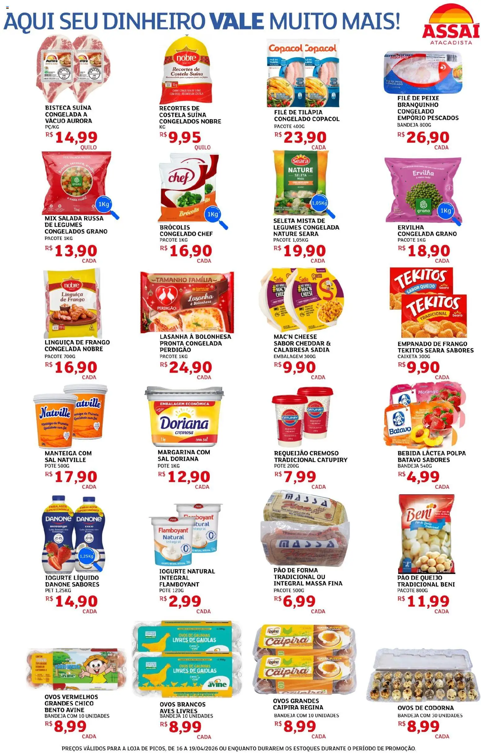 Assaí Atacadista Folheto - válido de 16.04.2026 | Página: 3 | Produtos: Queijo, Iogurte, Massa, Lasanha