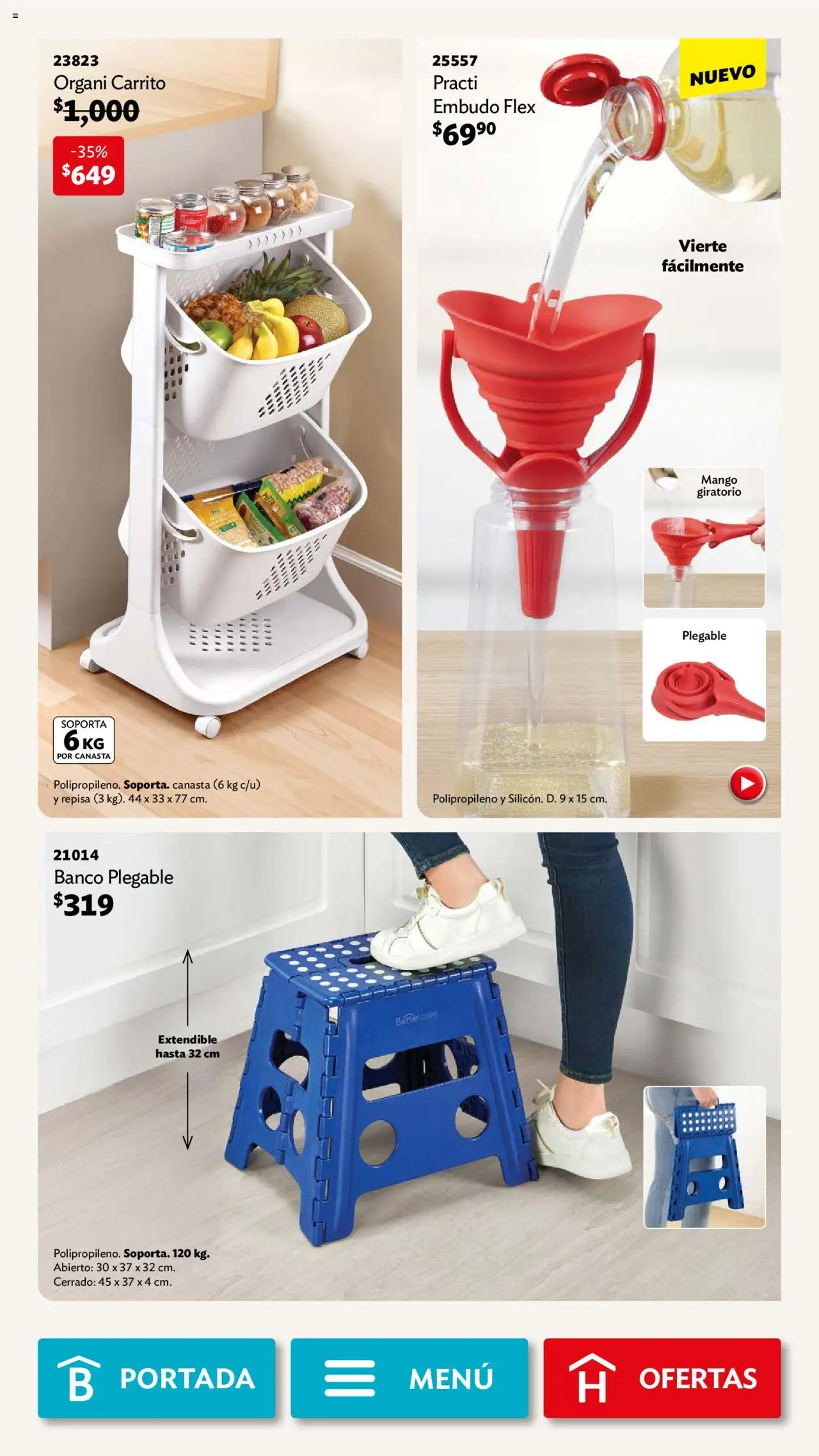 Nuevas ofertas de Betterware válidas en toda la República Mexicana desde el 29.09.2025. ¡Encuentra las mejores ofertas en Betterware - Campaña 10 2025! | Página: 61 | Productos: Repisa, Mango, Banco, Canasta