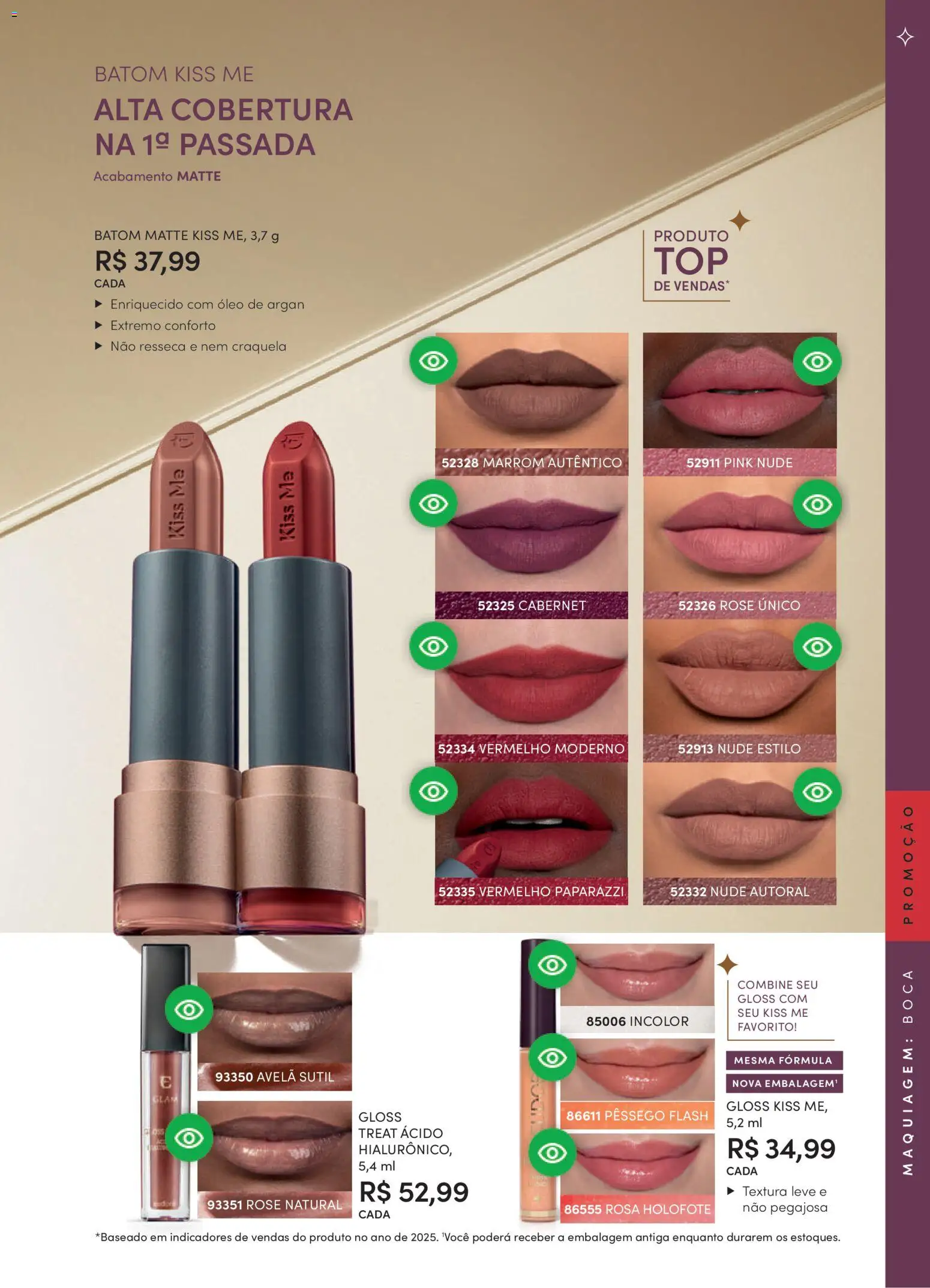 Eudora Folheto - válido de 11.03.2026 | Página: 95 | Produtos: Pêssego, Maquiagem, Batom, Óleo