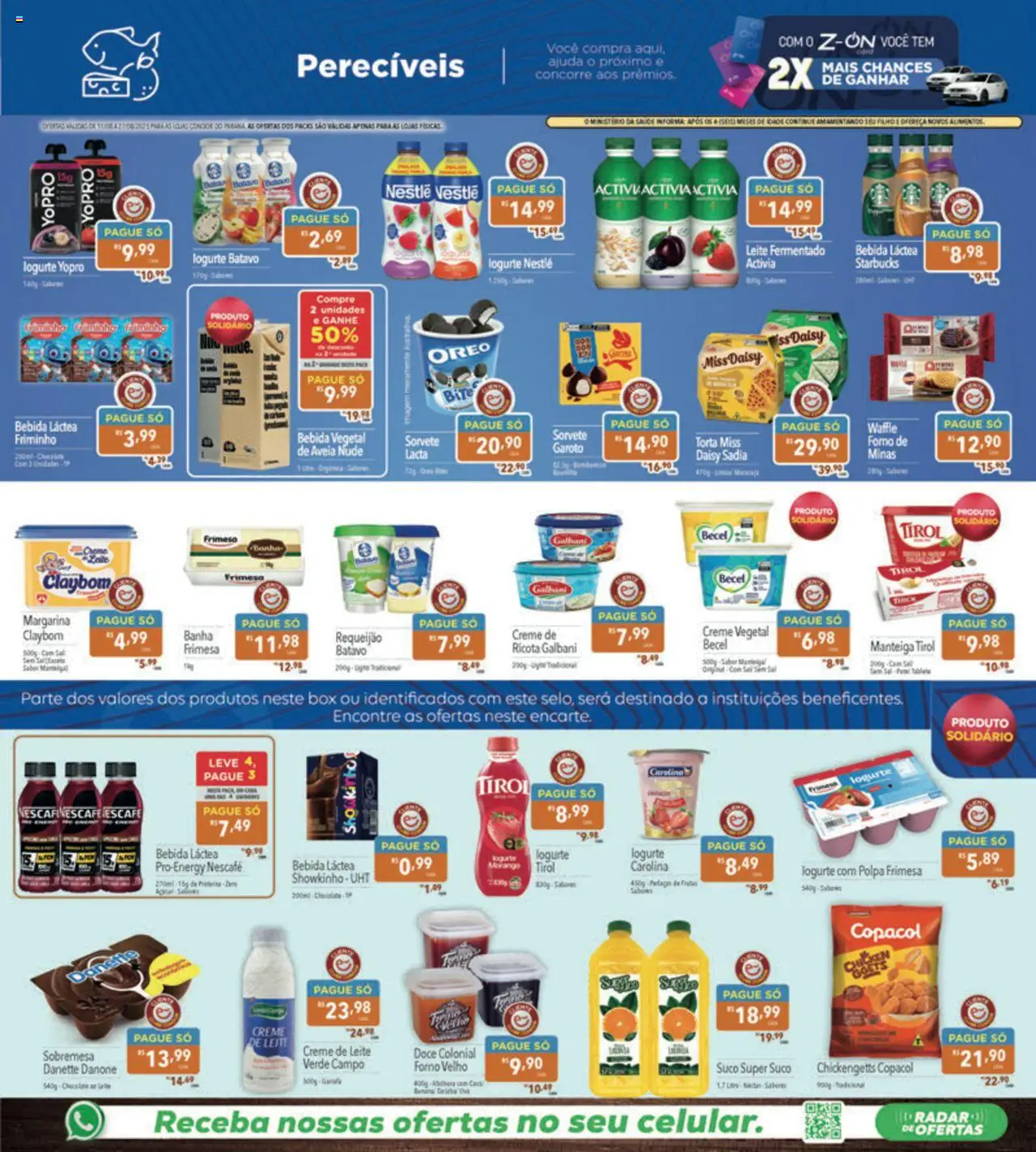 Supermercados Condor Folheto - válido de 11.08.2025 | Página: 11 | Produtos: Leite, Suco, Leite fermentado, Margarina