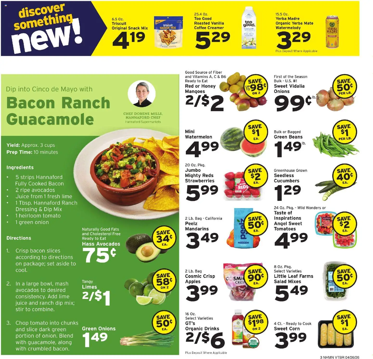 Hannaford Weekly Ad - valid from 26.04.2026 | Page: 3 | Products: Mandarins, Apples, Tomatoes, Bag