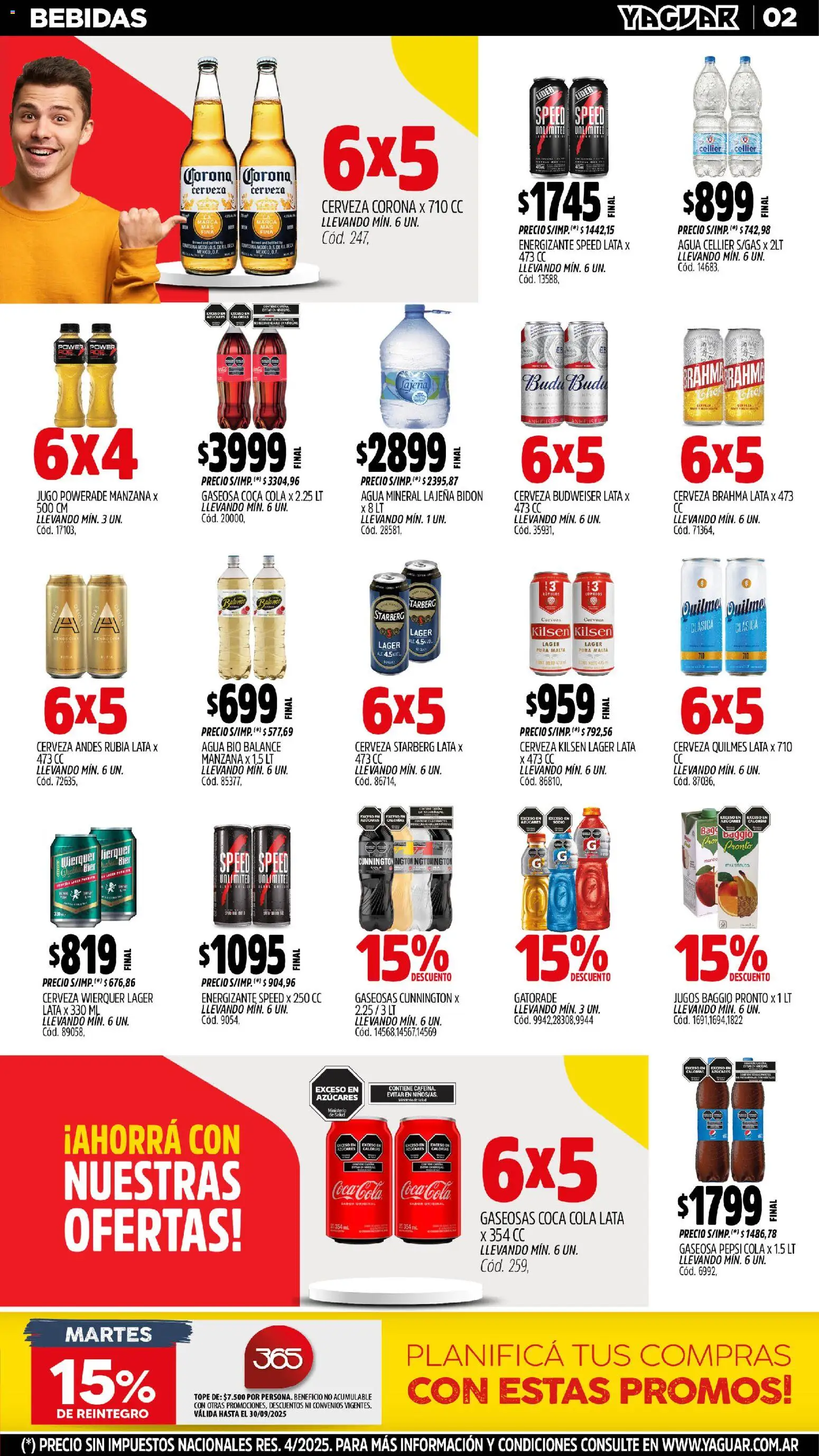 Yaguar - Neuquén │ válido desde el 27.10.2025 | Página: 2 | Productos: Bidón, Gaseosa, Agua, Jugo
