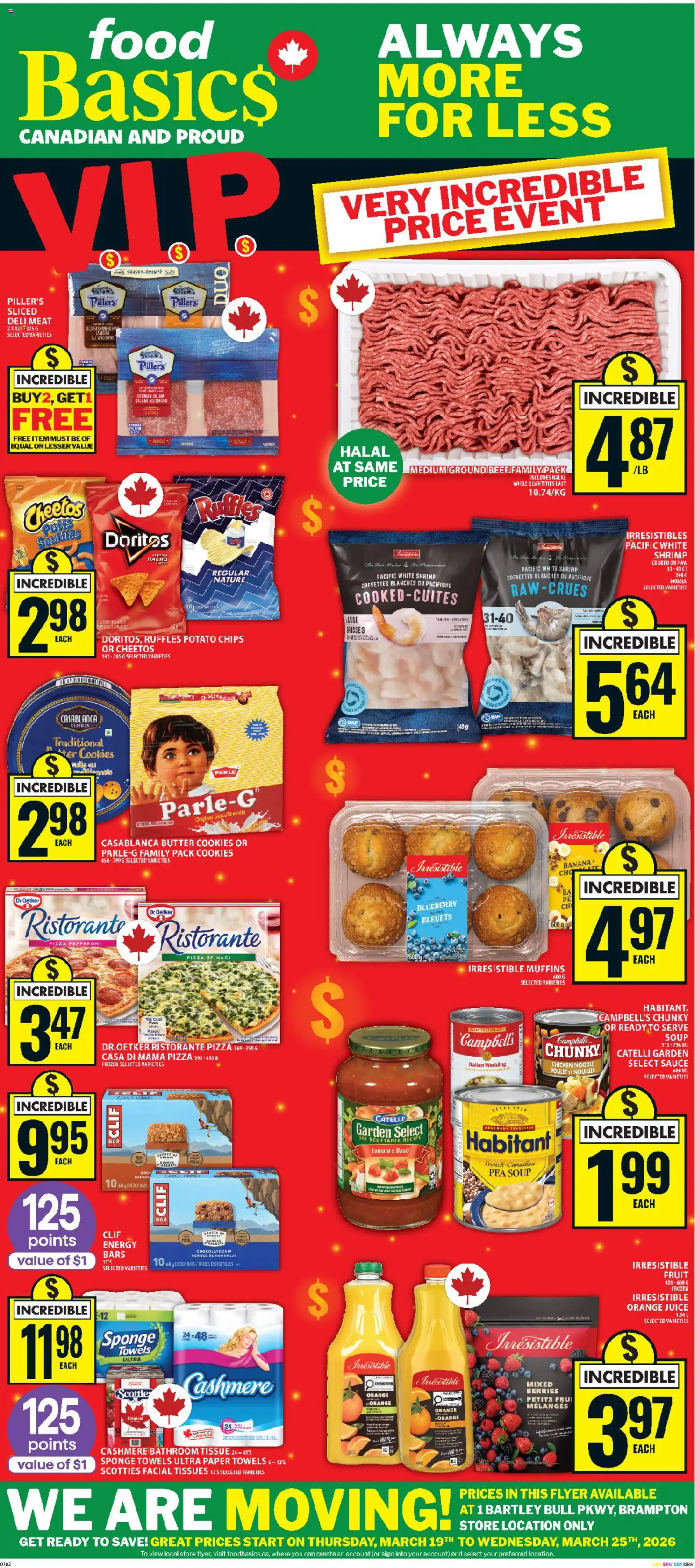Food Basics flyer valid from 19.03.2026 | Page: 1 | Products: Beef, Cookies, Juice, Chicken