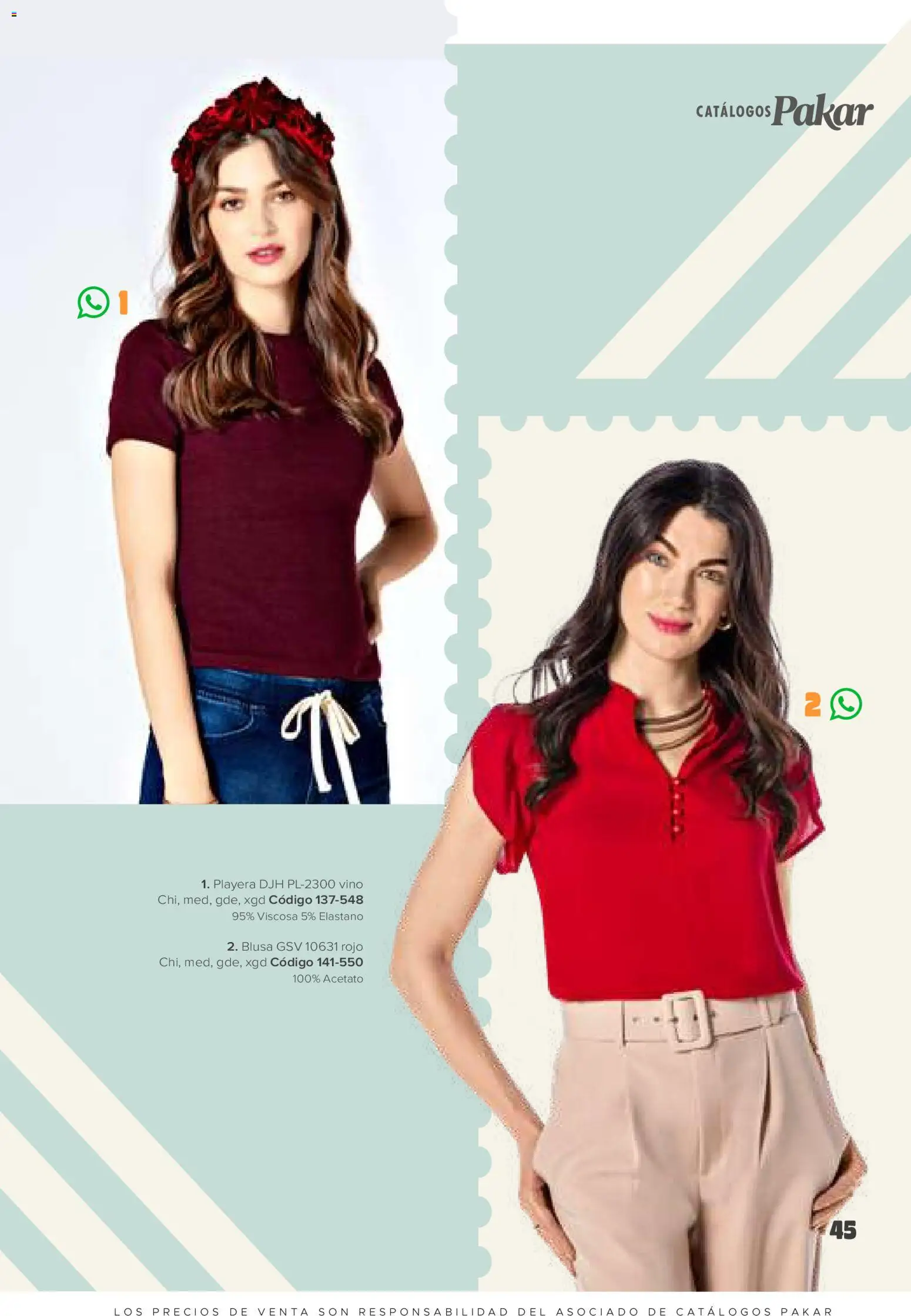 Nuevas ofertas de SC Pakar válidas en toda la República Mexicana desde el 30.01.2026. ¡Encuentra las mejores ofertas en SC Pakar catálogo Ropa! | Página: 45 | Productos: Blusa, Playera, Vino