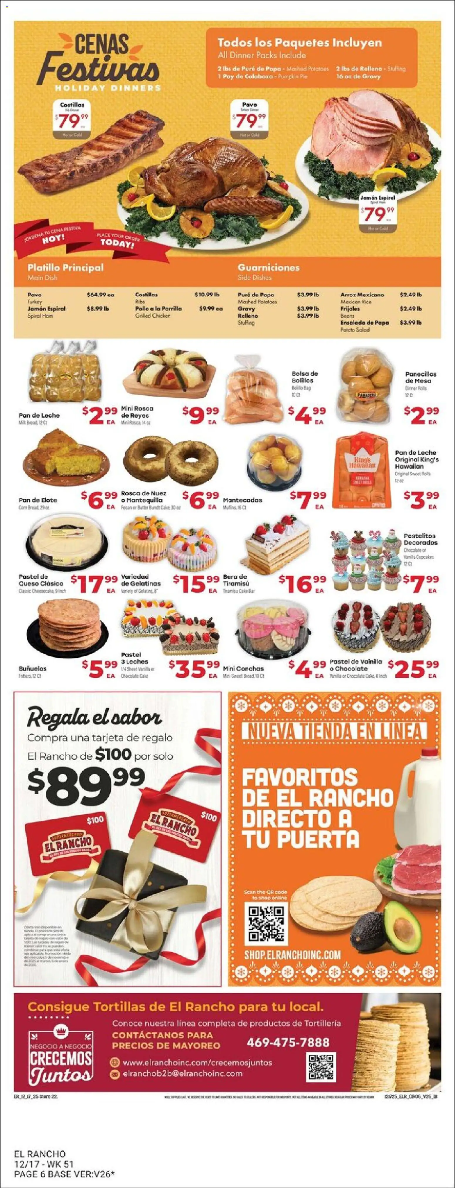 El Rancho Weekly Ad - valid from 17.12.2025 | Page: 6 | Products: Salad, Pumpkin Pie, Bag, Sheet