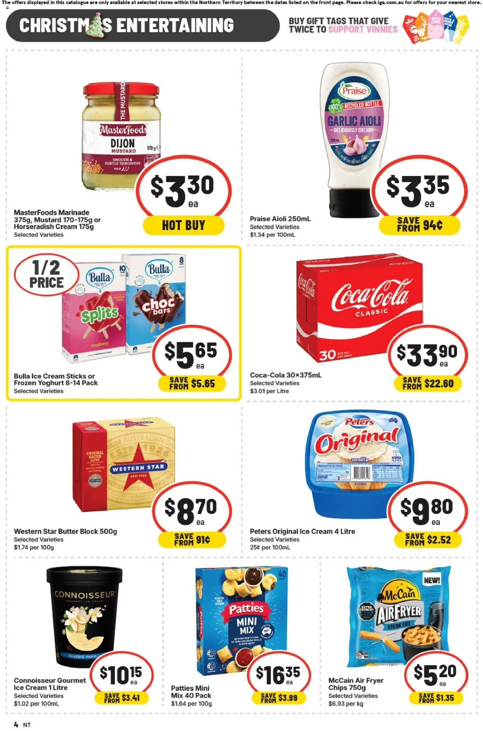 IGA catalogue - valid from 19.11.2025 | Page: 5 | Products: Butter, Chips, Ice cream, Steak