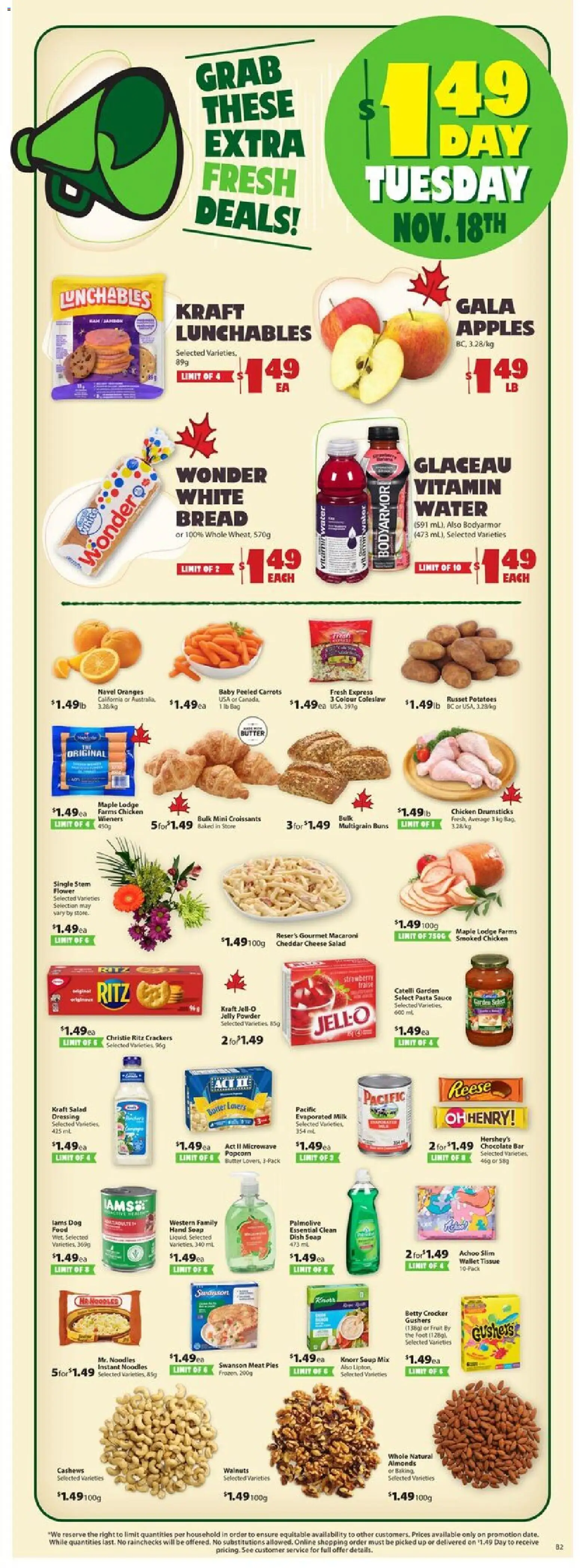 Save on foods flyer valid from 13.11.2025 | Page: 1 | Products: Noodles, Pasta, Milk, Cheese