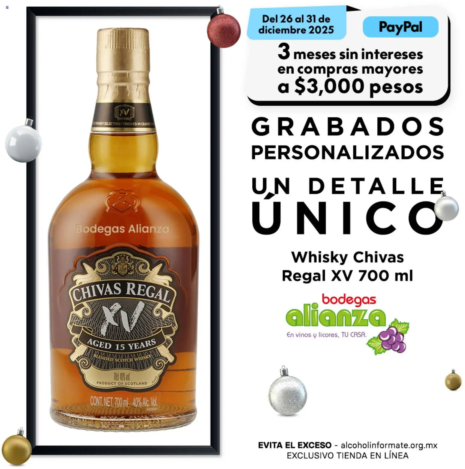 Nuevas ofertas de Bodegas Alianza válidas en toda la República Mexicana desde el 26.12.2025. ¡Encuentra las mejores ofertas en Bodegas Alianza catálogo Grabados Personalizados! | Página: 1 | Productos: Whisky