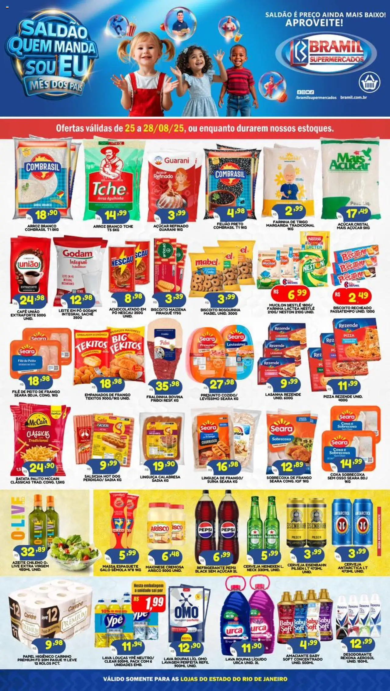 Bramil Supermercados Folheto - válido de 25.08.2025 | Página: 1 | Produtos: Farinha de trigo, Linguiça, Heineken, Lasanha