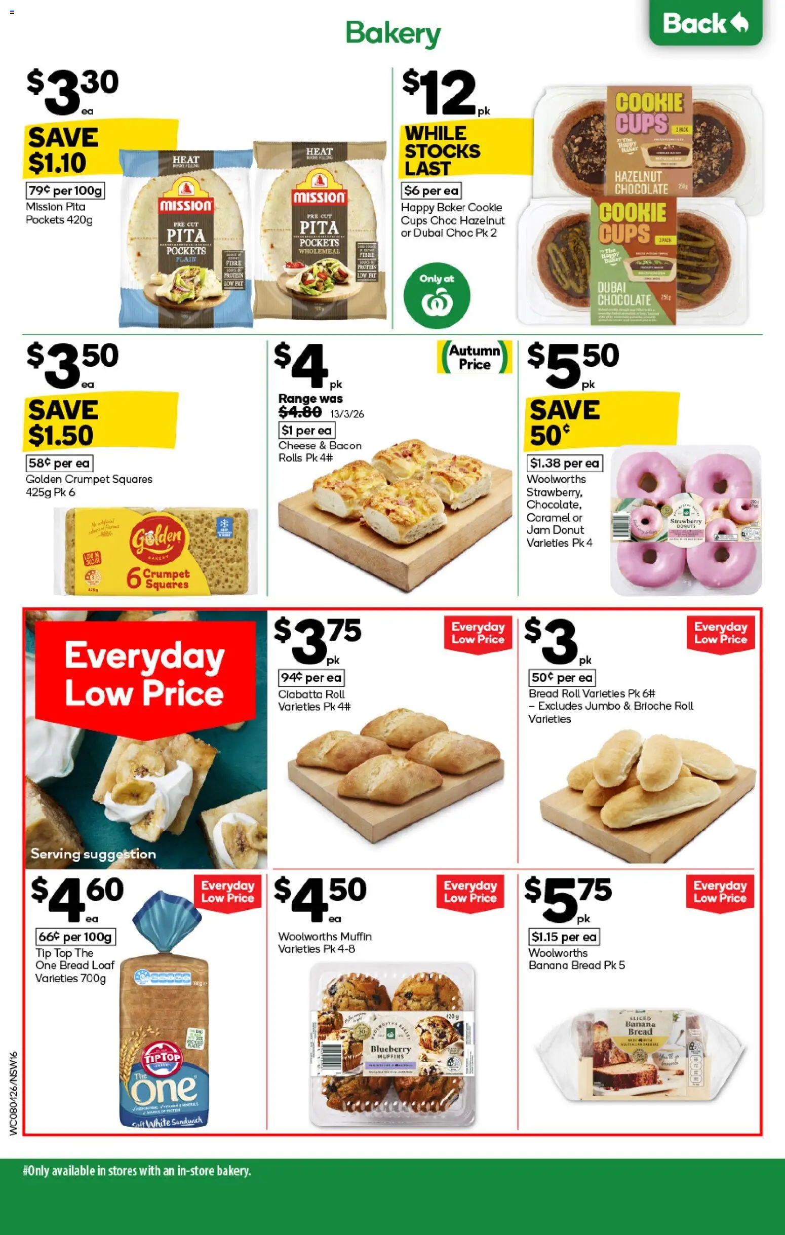 Woolworths catalogue - valid from 08.04.2026 | Page: 16 | Products: Bacon, Donuts, Muffins, Bakery