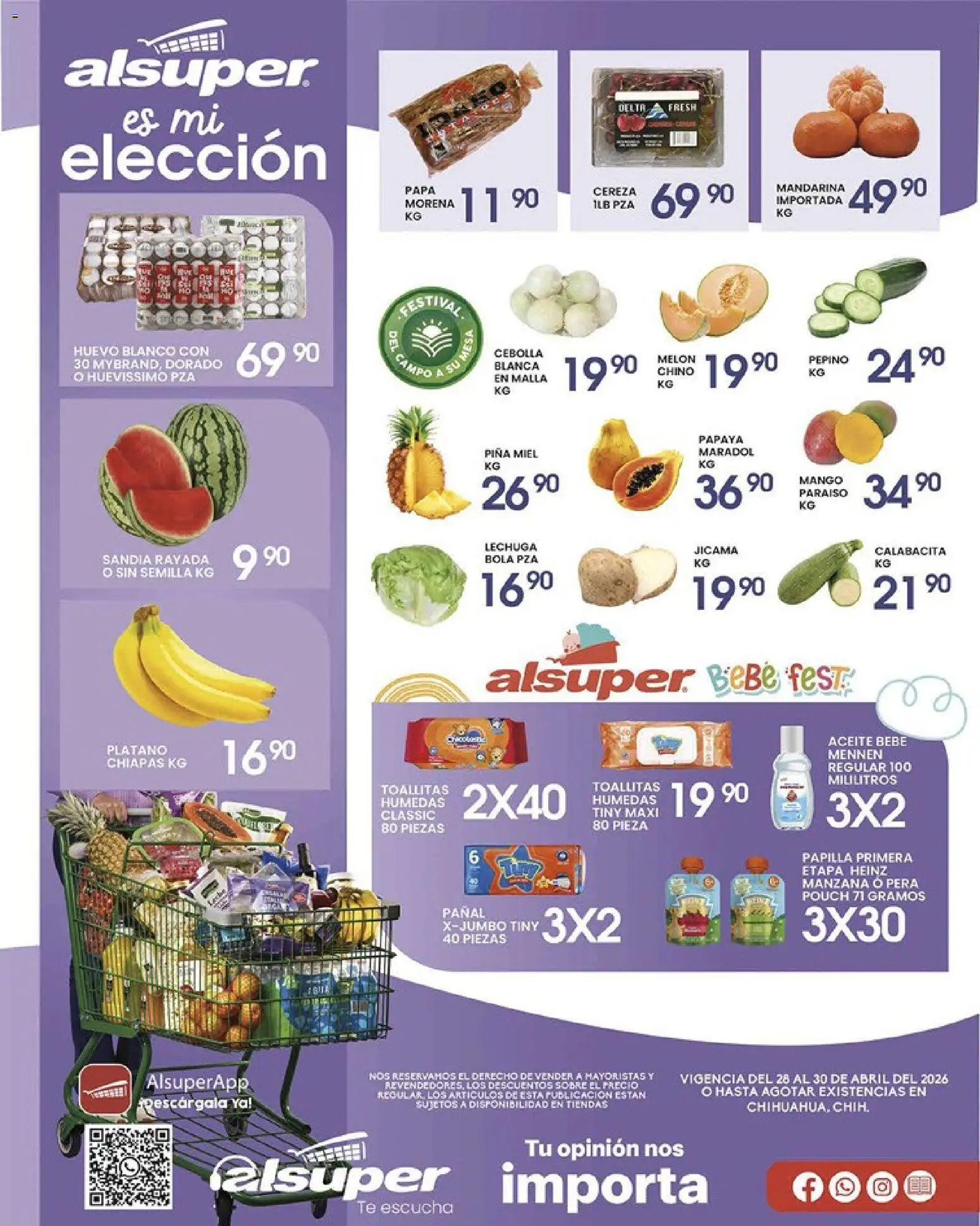 Nuevas ofertas de Alsuper válidas en toda la República Mexicana desde el 28.04.2026. ¡Encuentra las mejores ofertas en Alsuper folleto Chihuahua-Ciudad! | Página: 1 | Productos: Plátano, Lechuga, Té, Sobre