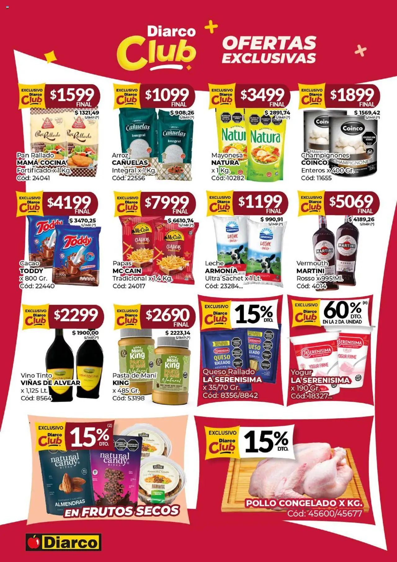 Diarco ofertas │ válido desde el 14.07.2025 | Página: 9 | Productos: Almendras, Mayonesa, Arroz, Pasta