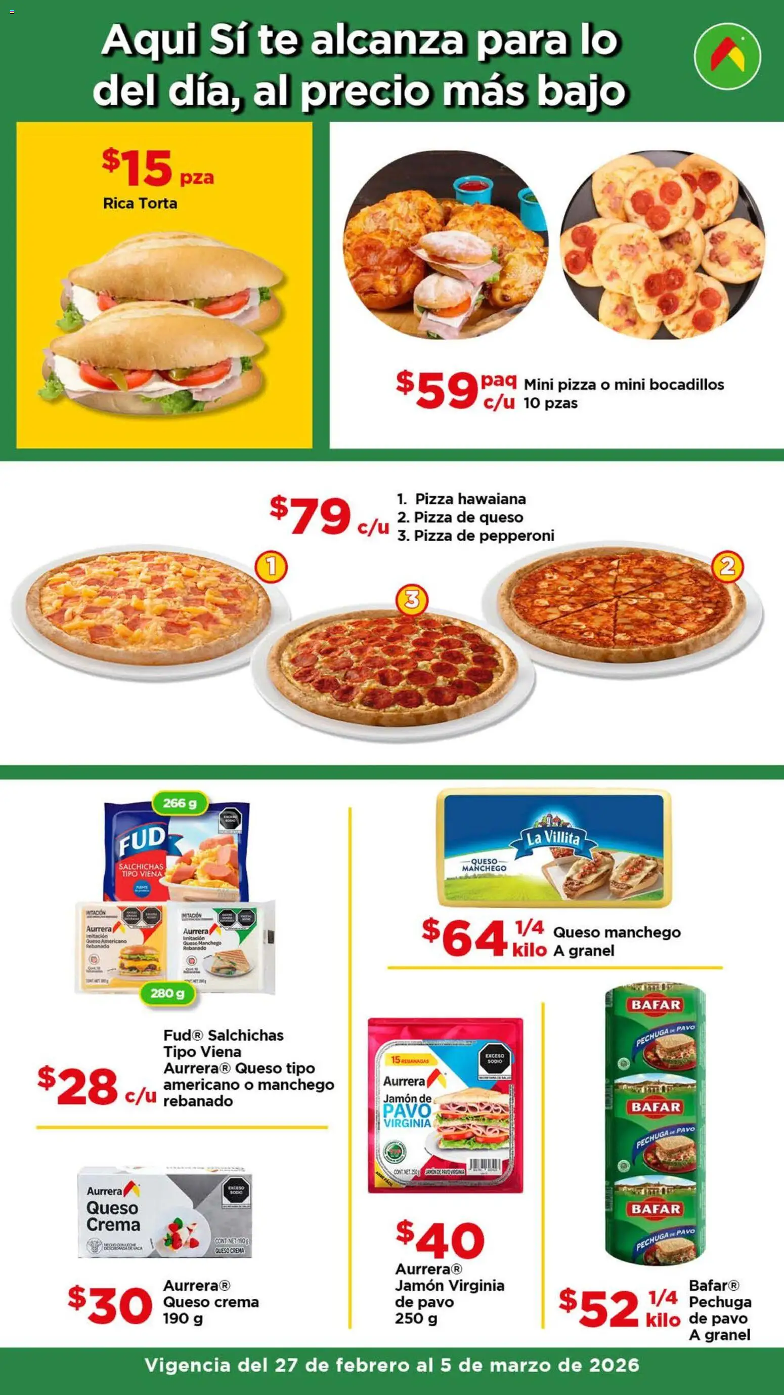 Nuevas ofertas de Bodega Aurrerá válidas en toda la República Mexicana desde el 27.02.2026. ¡Encuentra las mejores ofertas en Bodega Aurrerá folleto Ofertas! | Página: 4 | Productos: Queso crema, Queso, Jamón, Té