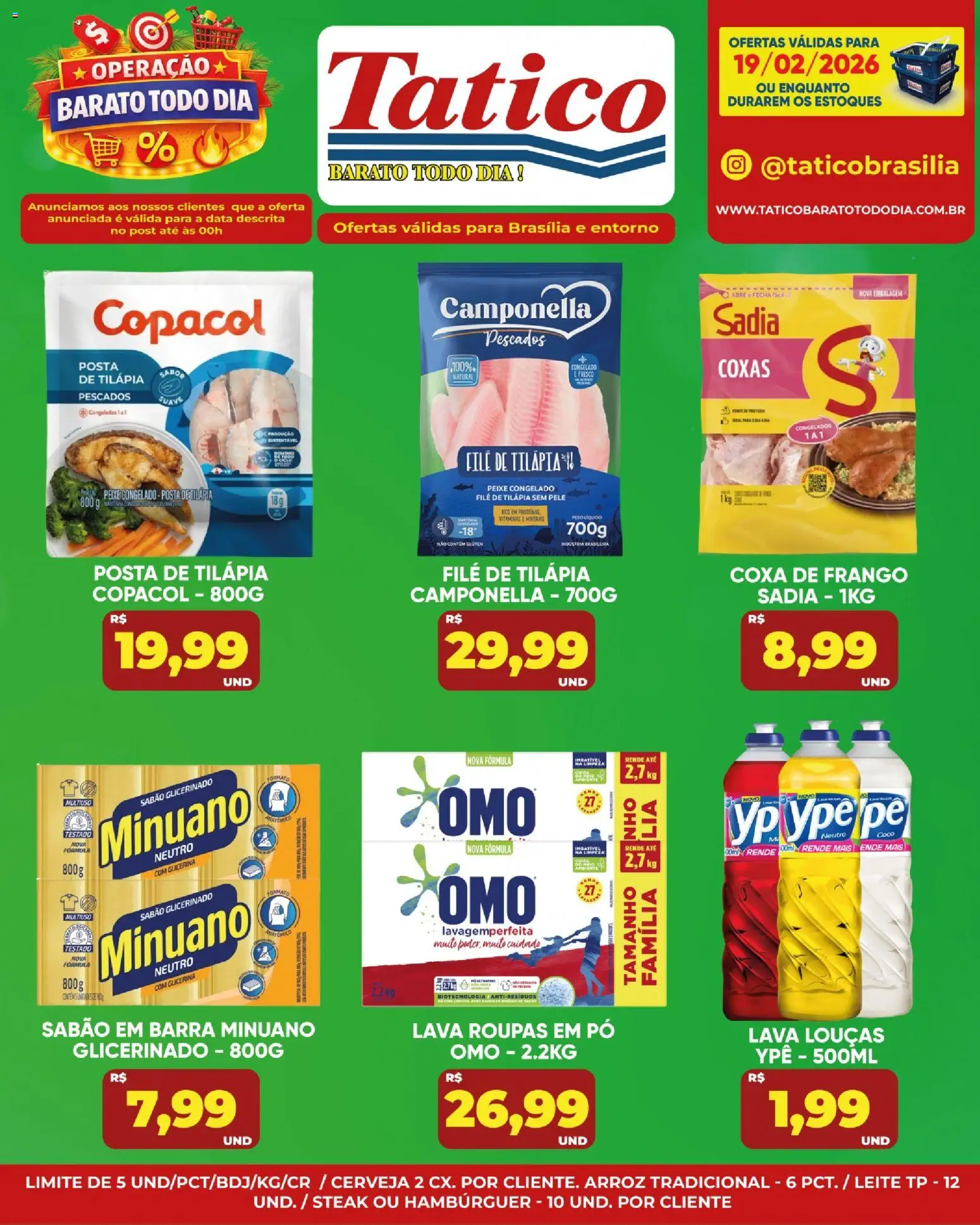 Tatico Folheto - válido de 19.02.2026 | Página: 17 | Produtos: Sabão, Leite, Tilápia, Frango