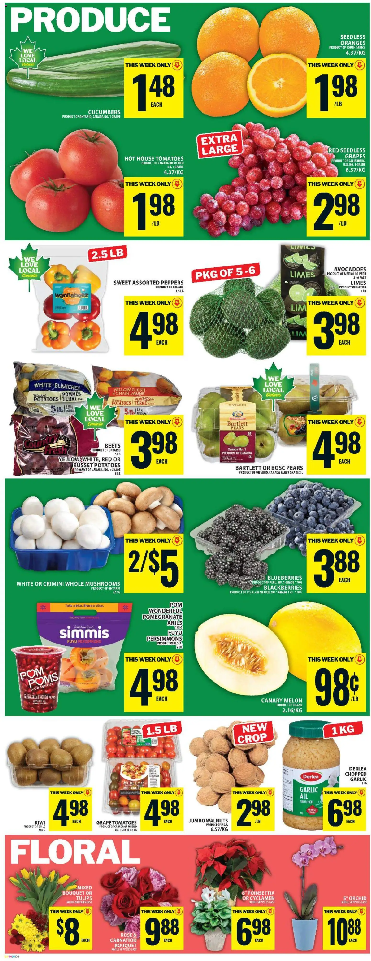 Food Basics flyer valid from 06.11.2025 | Page: 6 | Products: Cucumbers, Grate, Oranges, Tomatoes