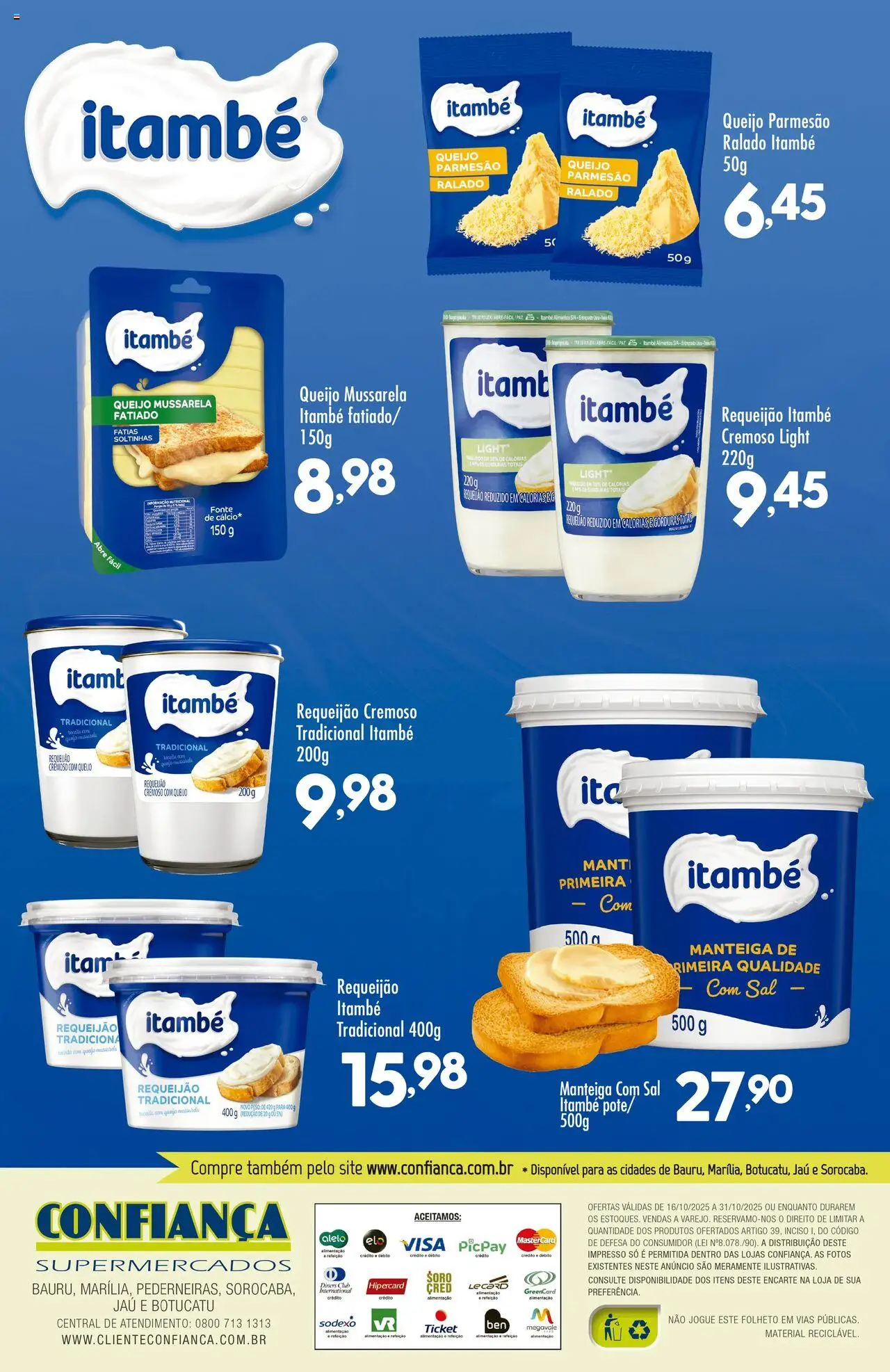Confiança Folheto - válido de 16.10.2025 | Página: 2 | Produtos: Queijo, Queijo ralado, Queijo parmesão, Requeijão
