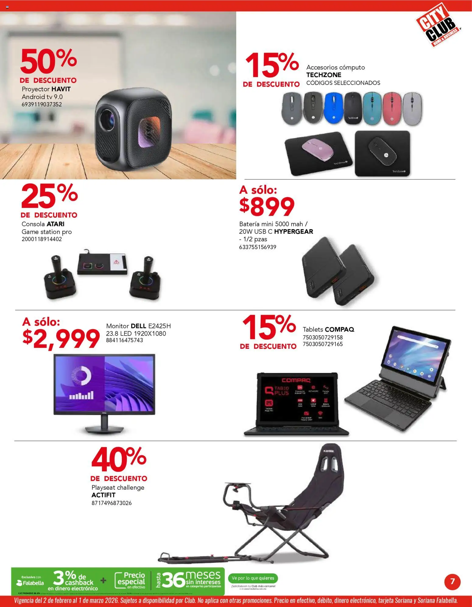 Nuevas ofertas de City Club válidas en toda la República Mexicana desde el 02.02.2026. ¡Encuentra las mejores ofertas en City Club catálogo! | Página: 7 | Productos: Usb, Proyector, Monitor, Batería
