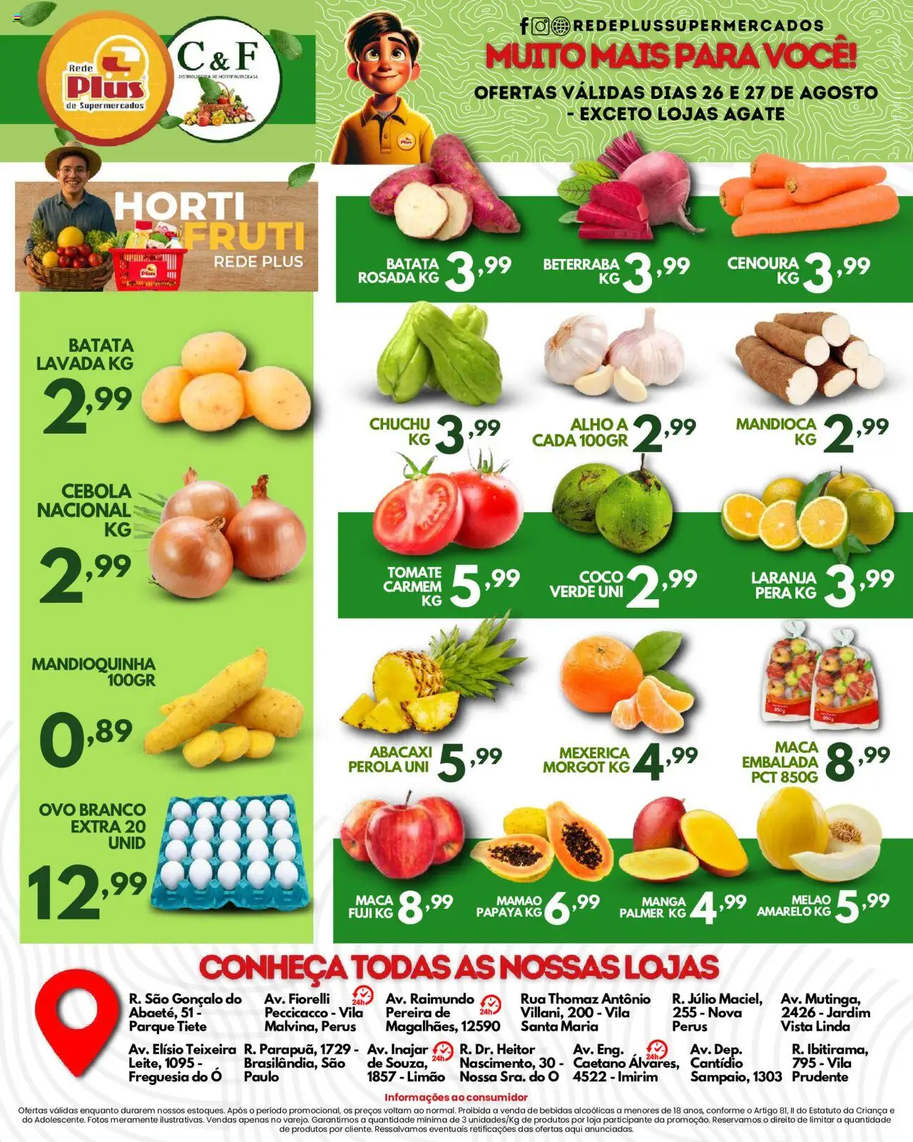 Rede Plus Supermercados Folheto - válido de 25.08.2025 | Página: 4 | Produtos: Mexerica, Alho, Cebola, Mamão