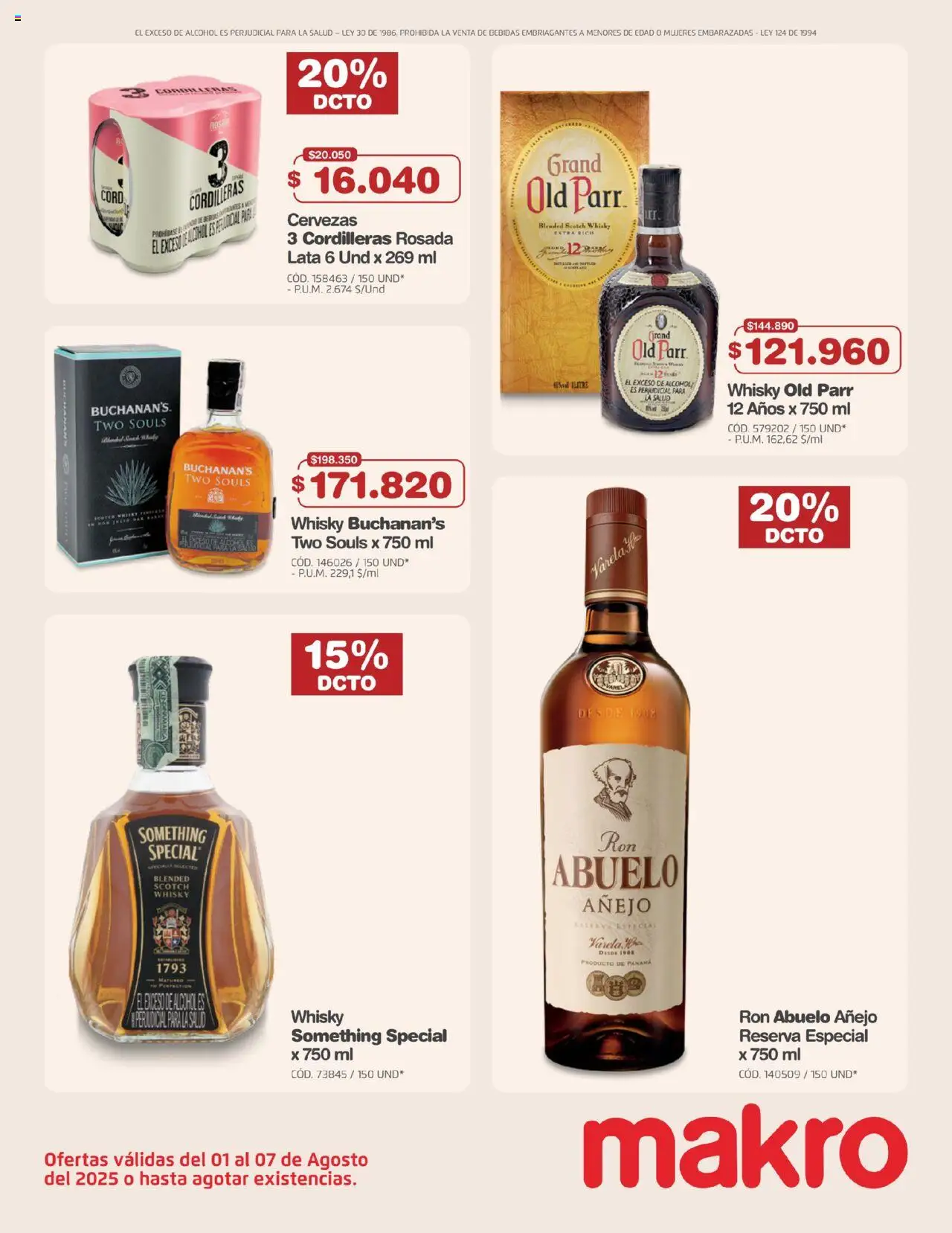 Makro revista - valida desde el 01.08.2025 | Página: 5 | Productos: Whisky, Ron, Tintura